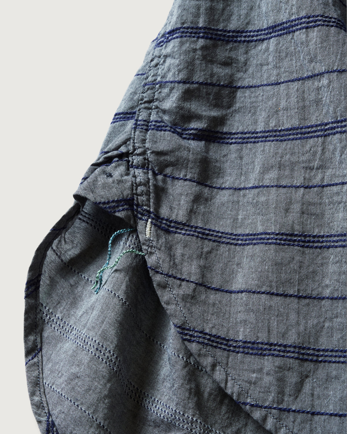 #1203S-HSG Band Collar Shirt S/S : horizontal stripe grey