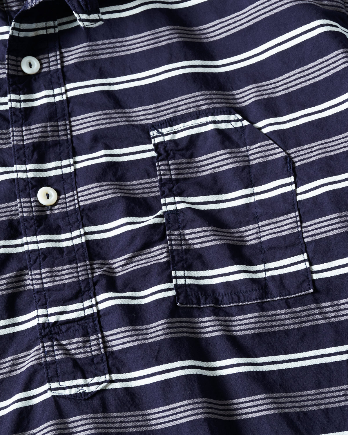 #1201S-HSN No.1 Shirt S/S : horizontal stripe navy