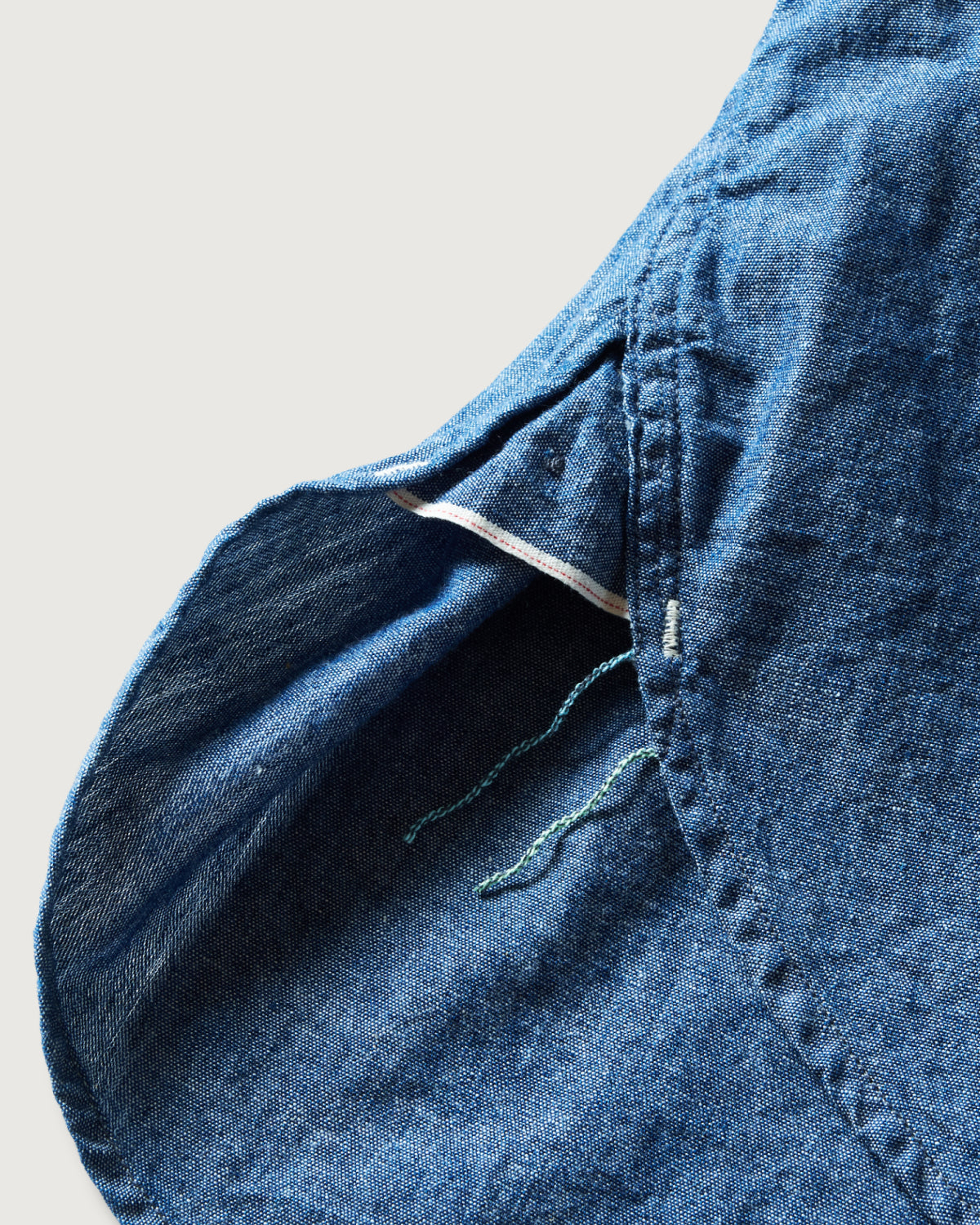#1203S-CC Band Collar Shirt S/S : classic chambray indigo