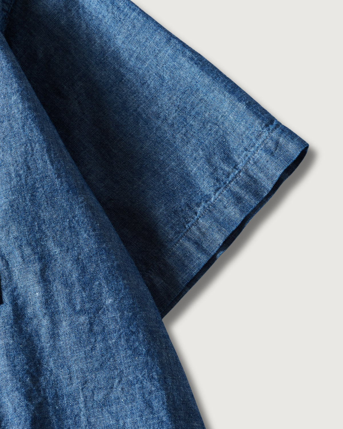 #1203S-CC Band Collar Shirt S/S : classic chambray indigo