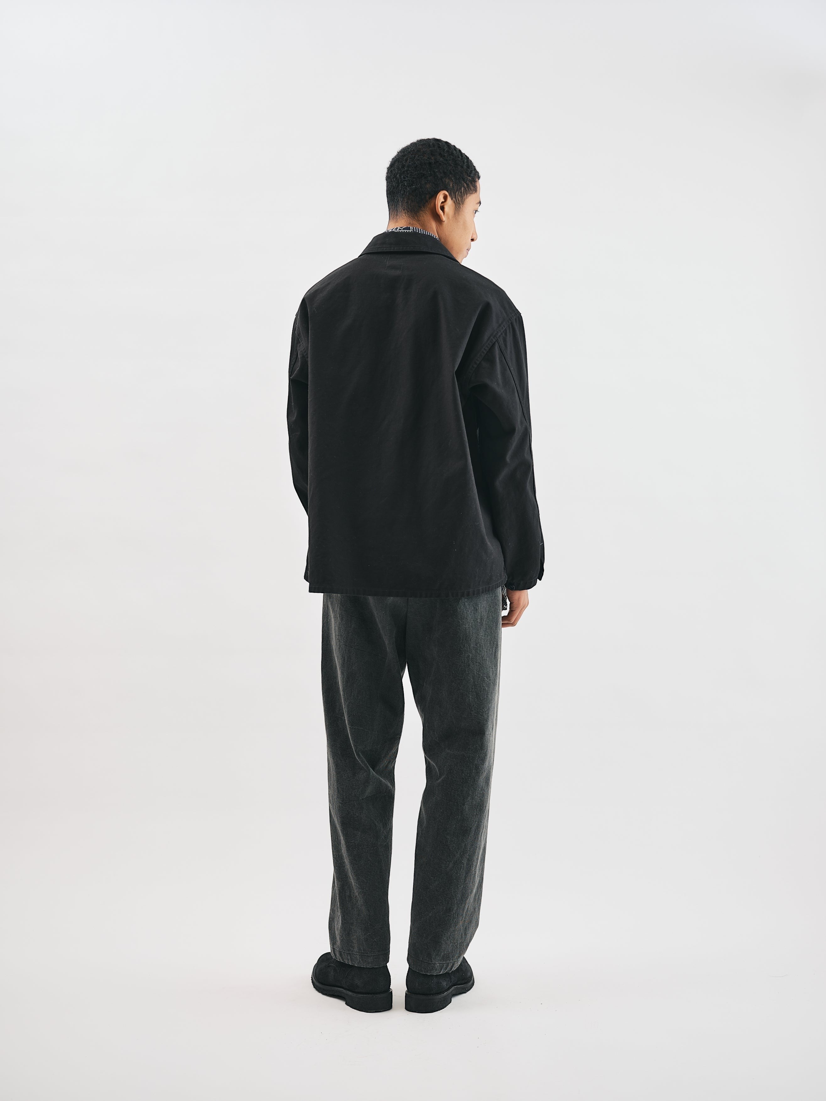 #1204-CSB ARMY Shirt : cotton serge black