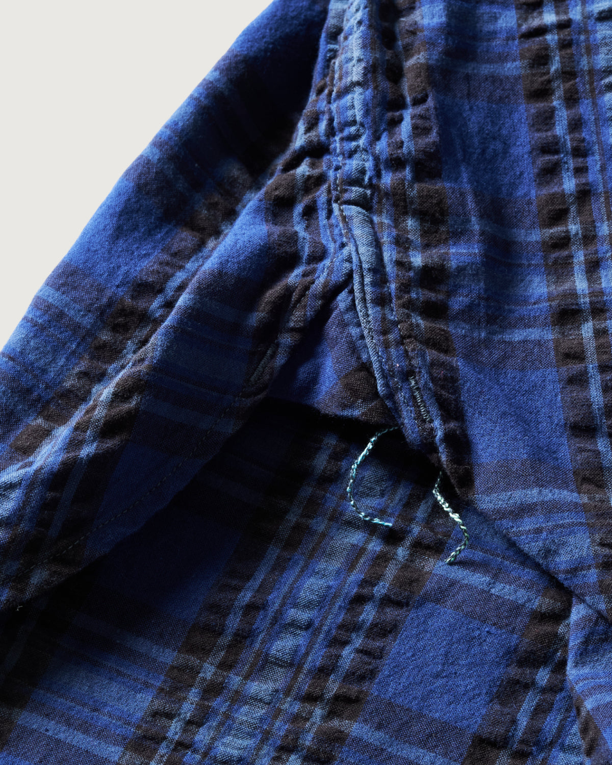 #1206S-SSB No.6 Shirt S/S : seersucker blue plaid