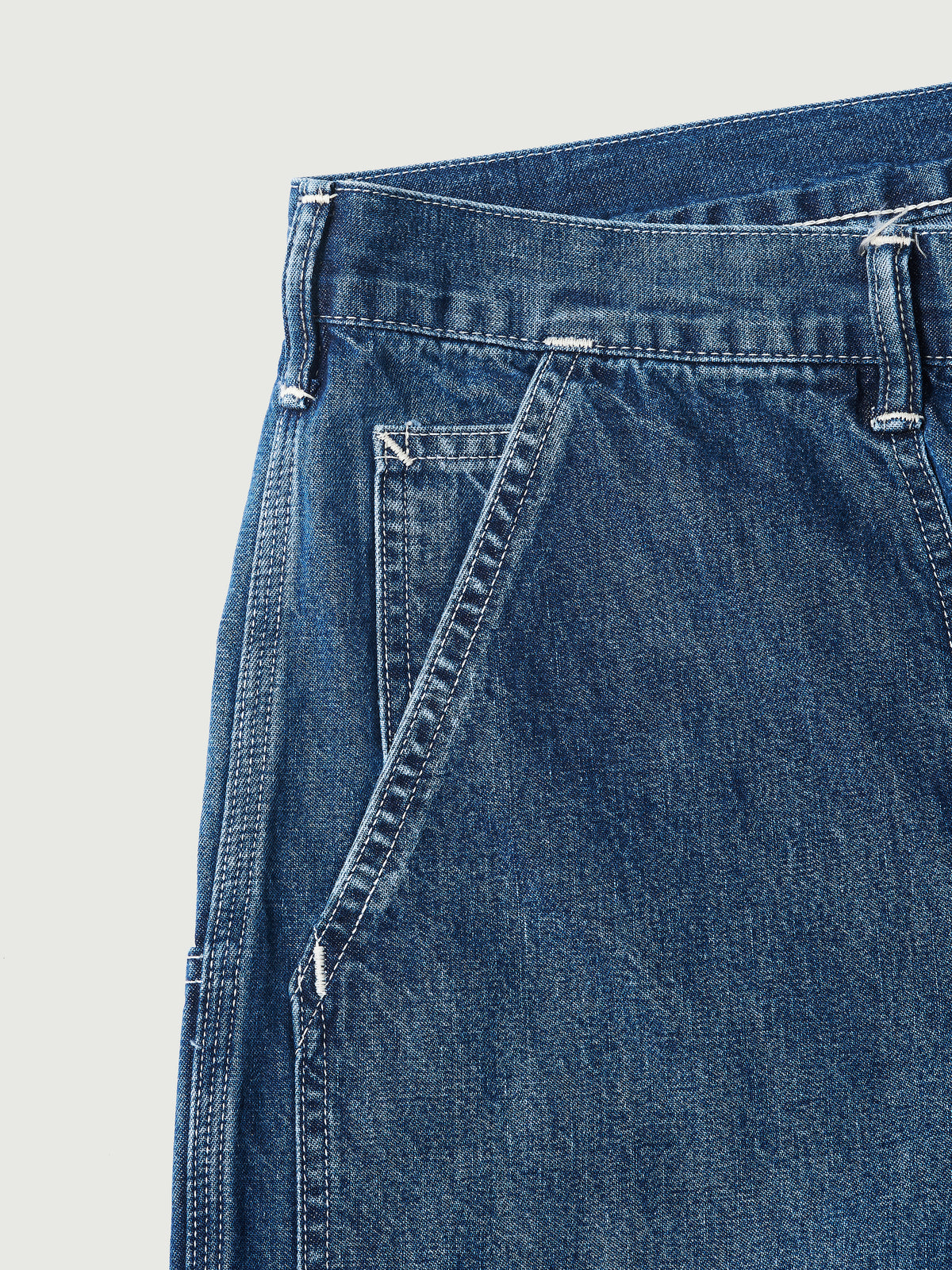 #1302-01W W-Knee Dungarees : 10 oz.denim indigo worn wash
