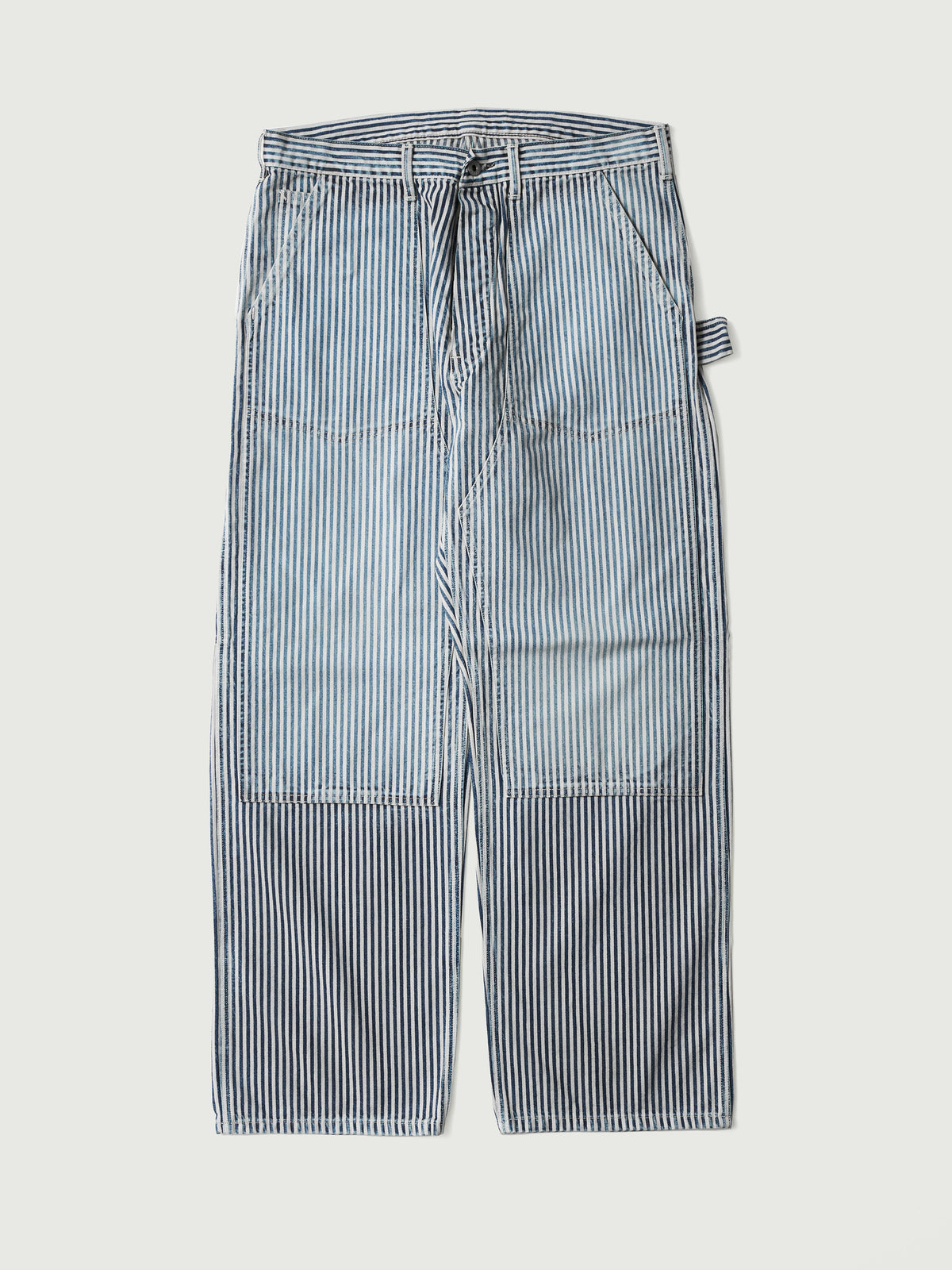 #1302-03W W-Knee Dungarees : hickory stripe indigo worn wash