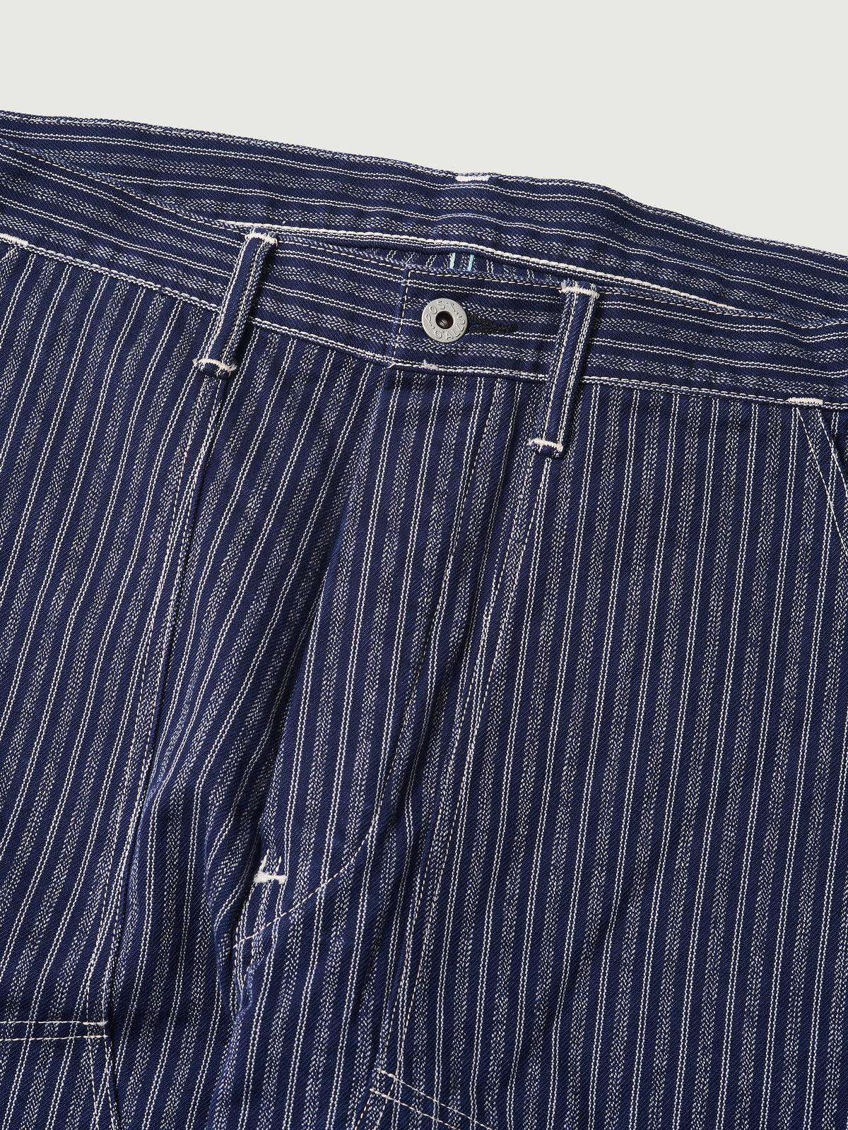 #1302-AS W-Knee Dungarees : alternate stripe indigo