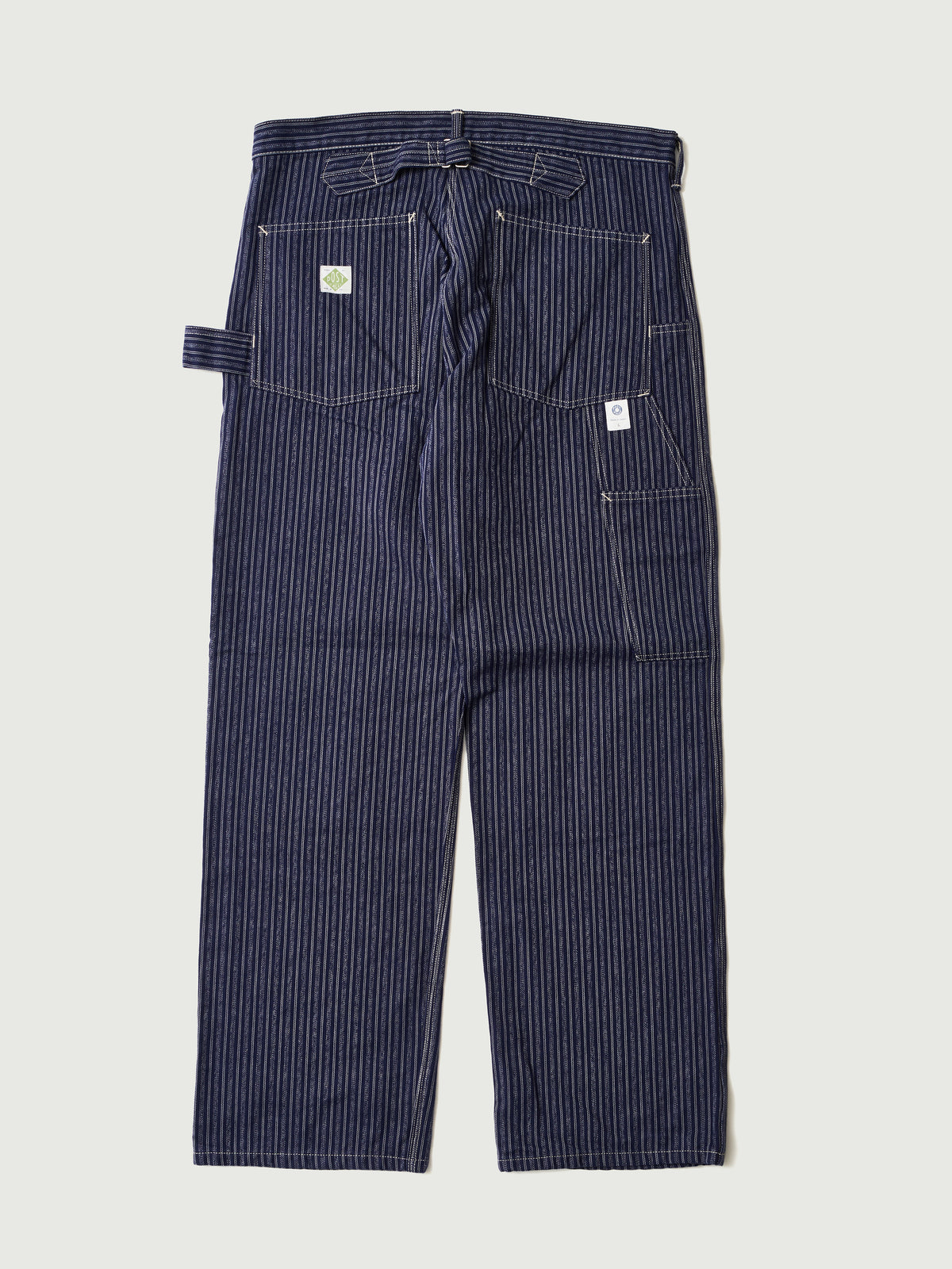 #1302-AS W-Knee Dungarees : alternate stripe indigo