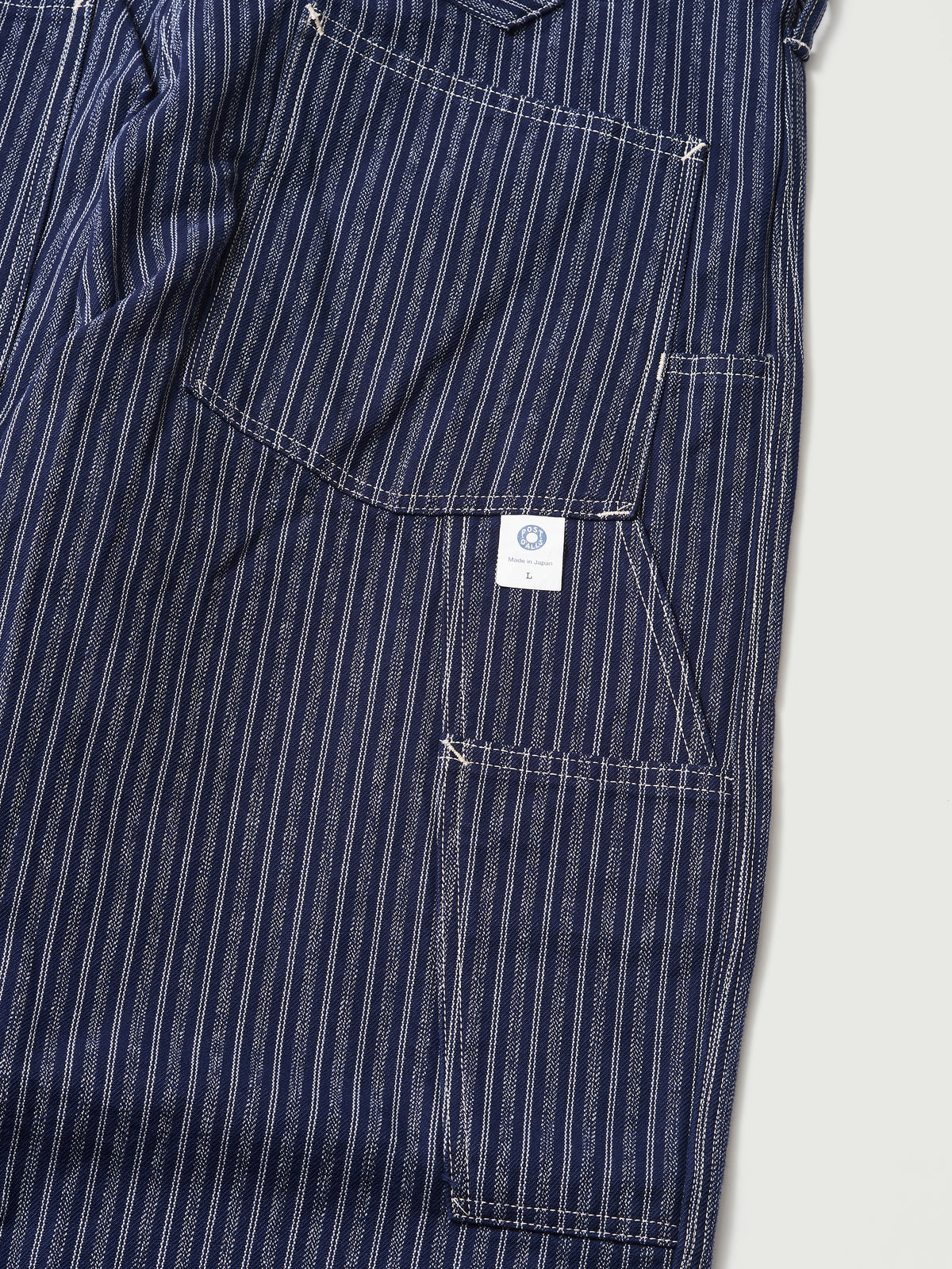 #1302-AS W-Knee Dungarees : alternate stripe indigo