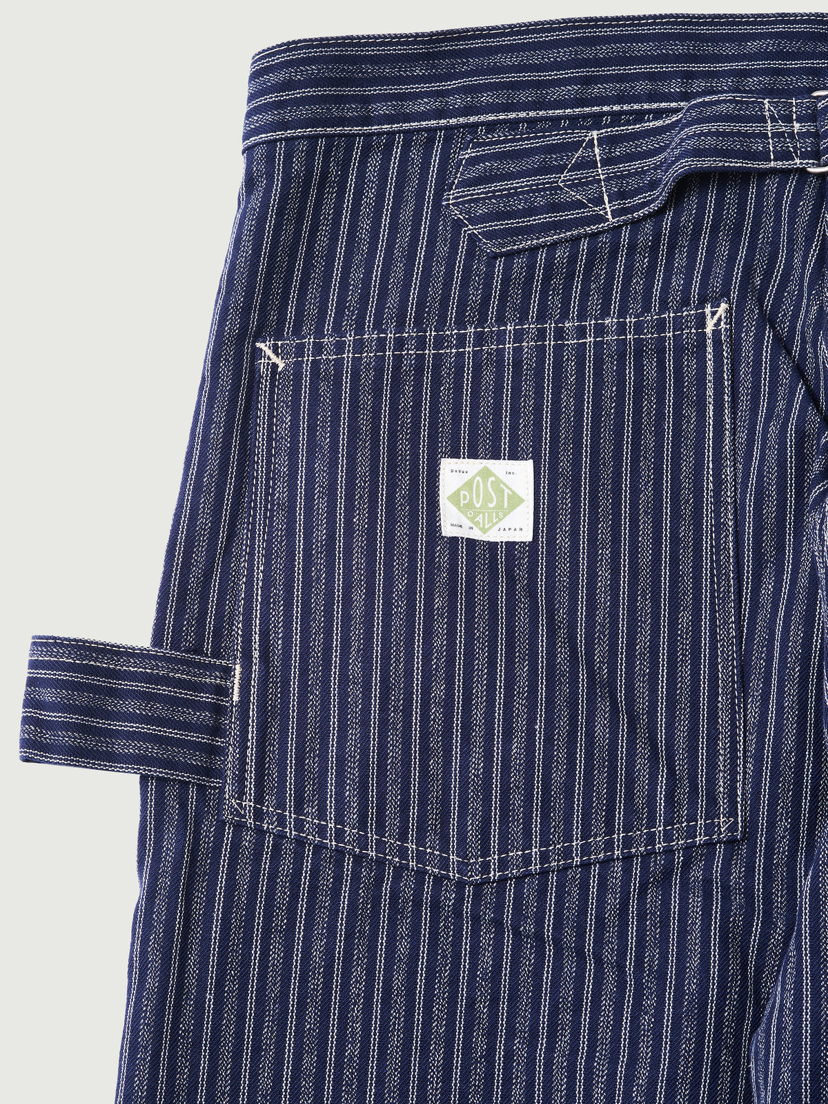 #1302-AS W-Knee Dungarees : alternate stripe indigo