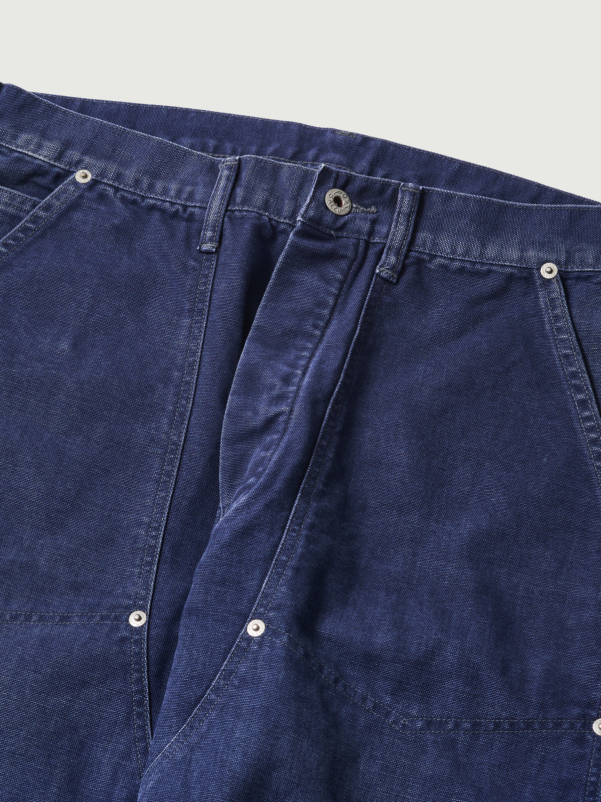 #1302-CN W-Knee Dungarees : vintage canvas navy bio stone wash