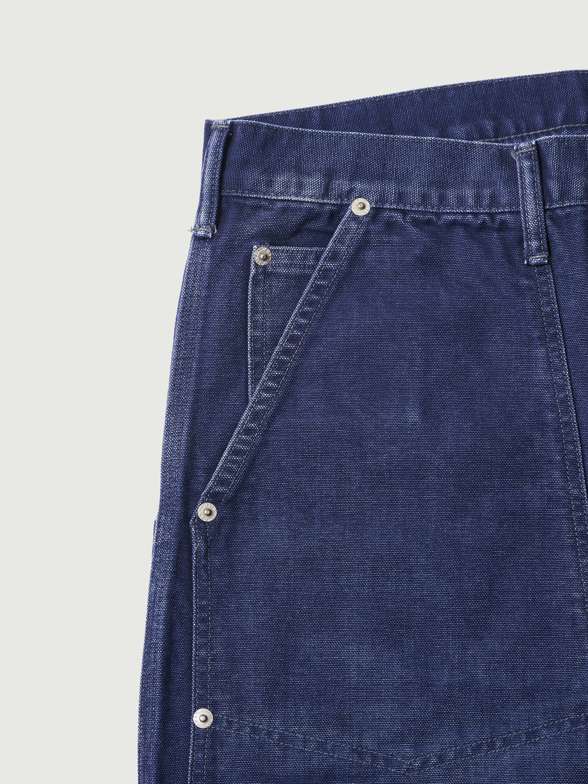 #1302-CN W-Knee Dungarees : vintage canvas navy bio stone wash