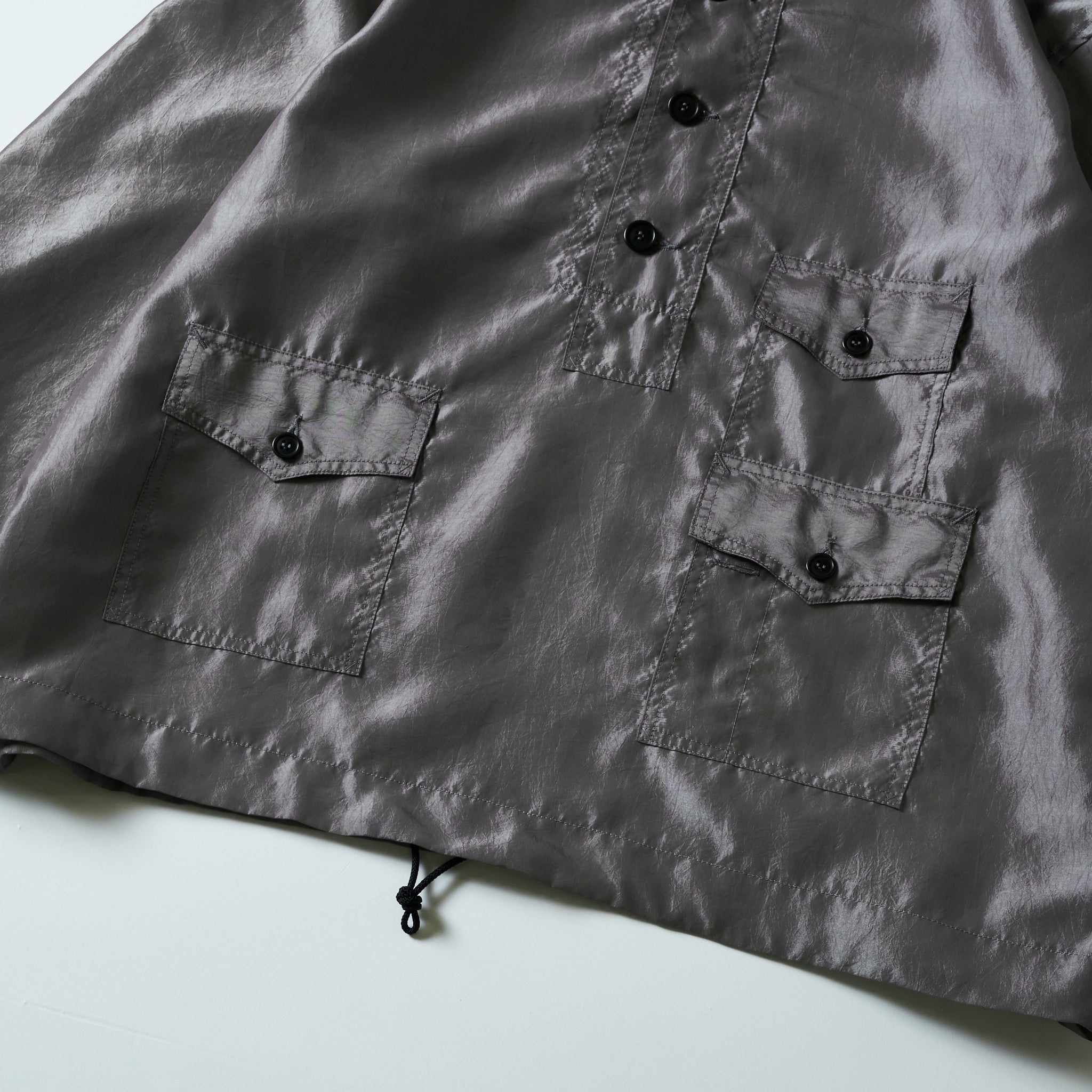 #3127-MTS Town & Country Parka : metallic taffeta silver grey