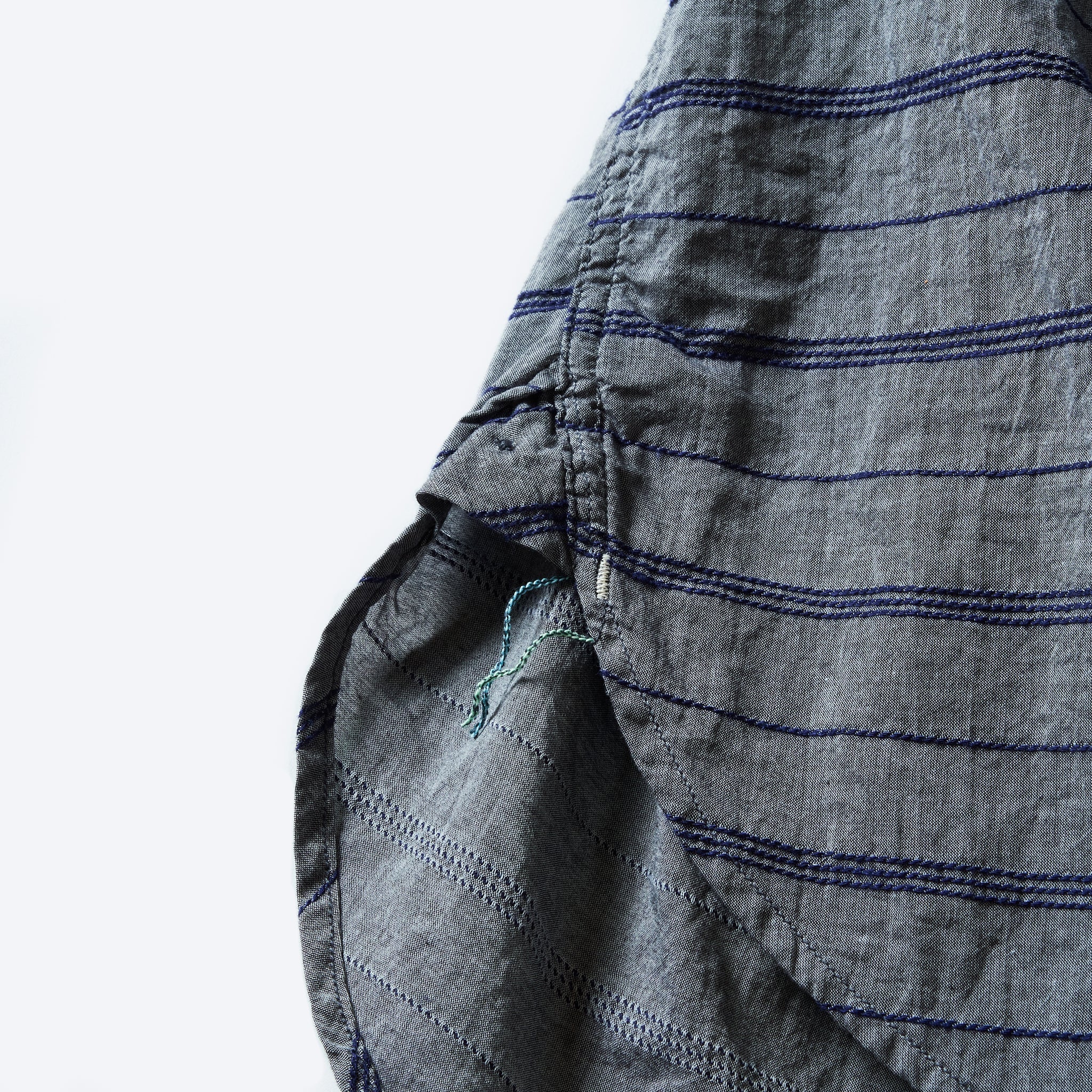 #1203S-HSG Band Collar Shirt S/S : horizontal stripe grey