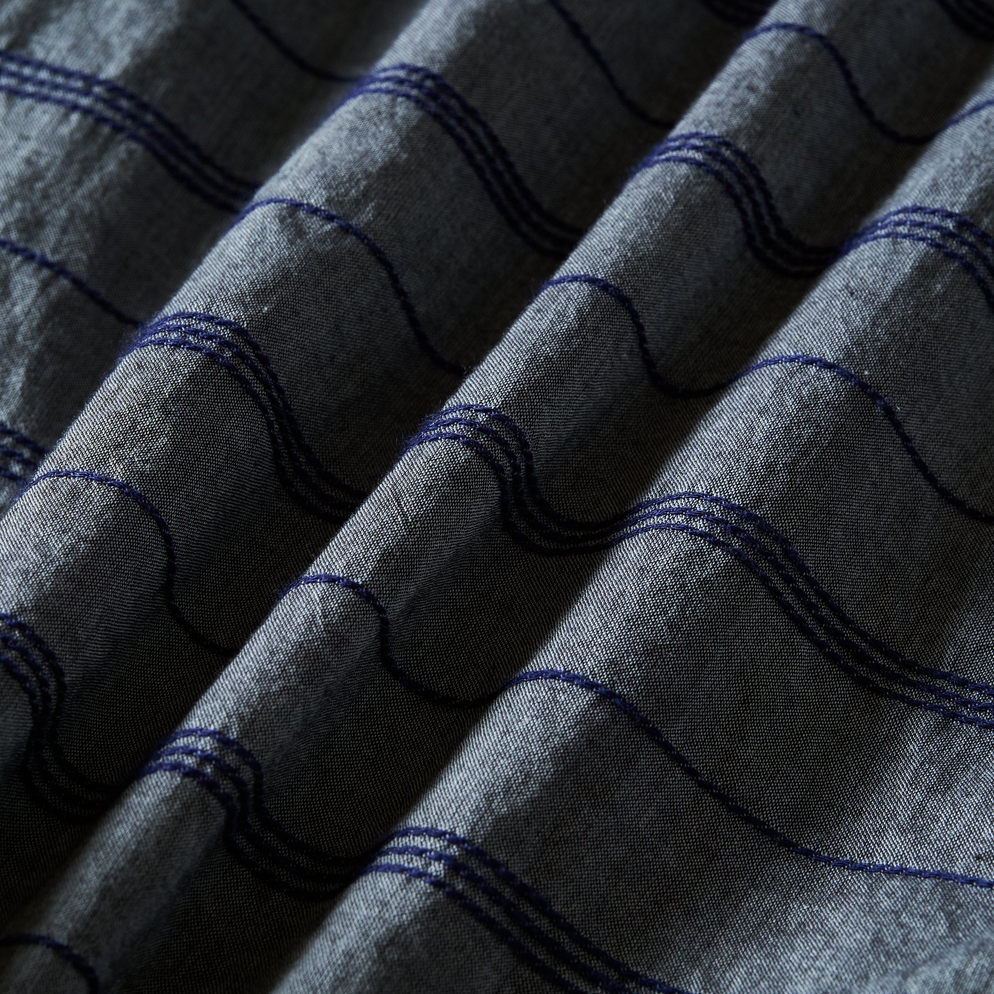#1203S-HSG Band Collar Shirt S/S : horizontal stripe grey