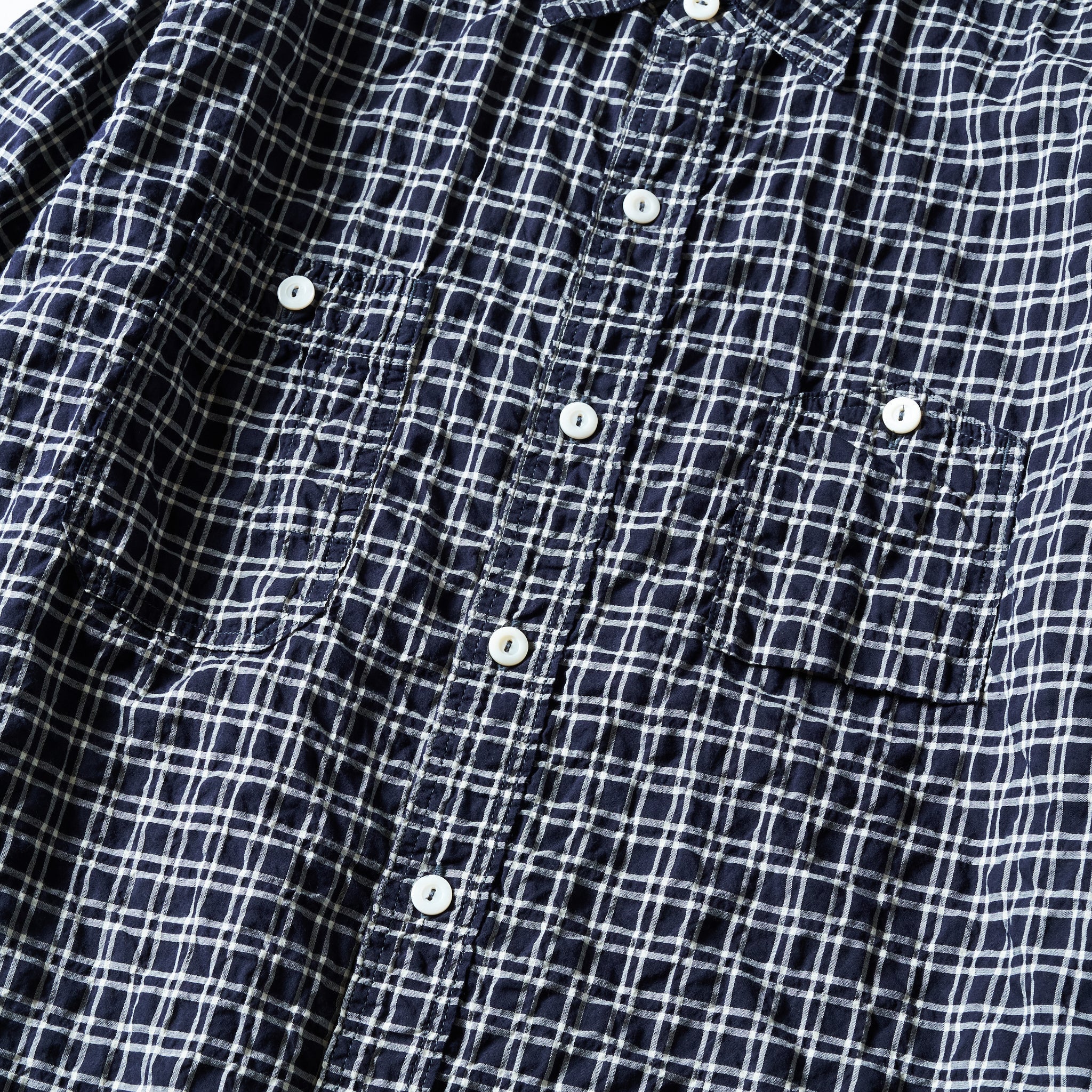 #1206S-SSN No.6 Shirt S/S : seersucker navy plaid