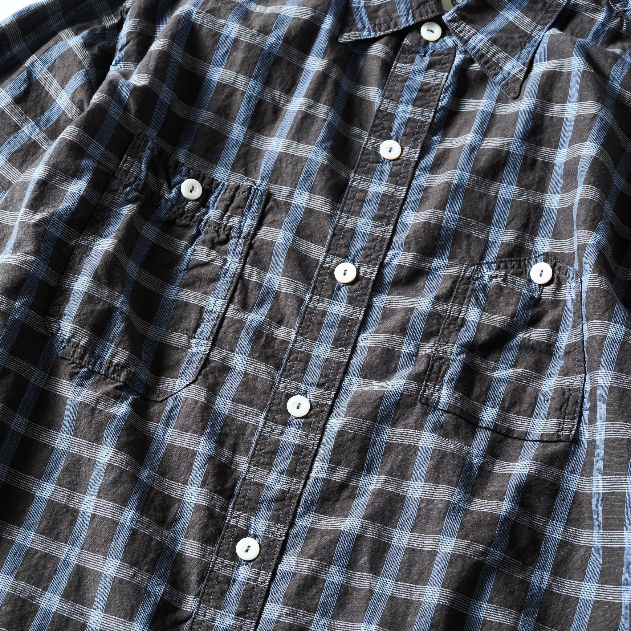 #1206S-SSG No.6 Shirt S/S : seersucker grey plaid