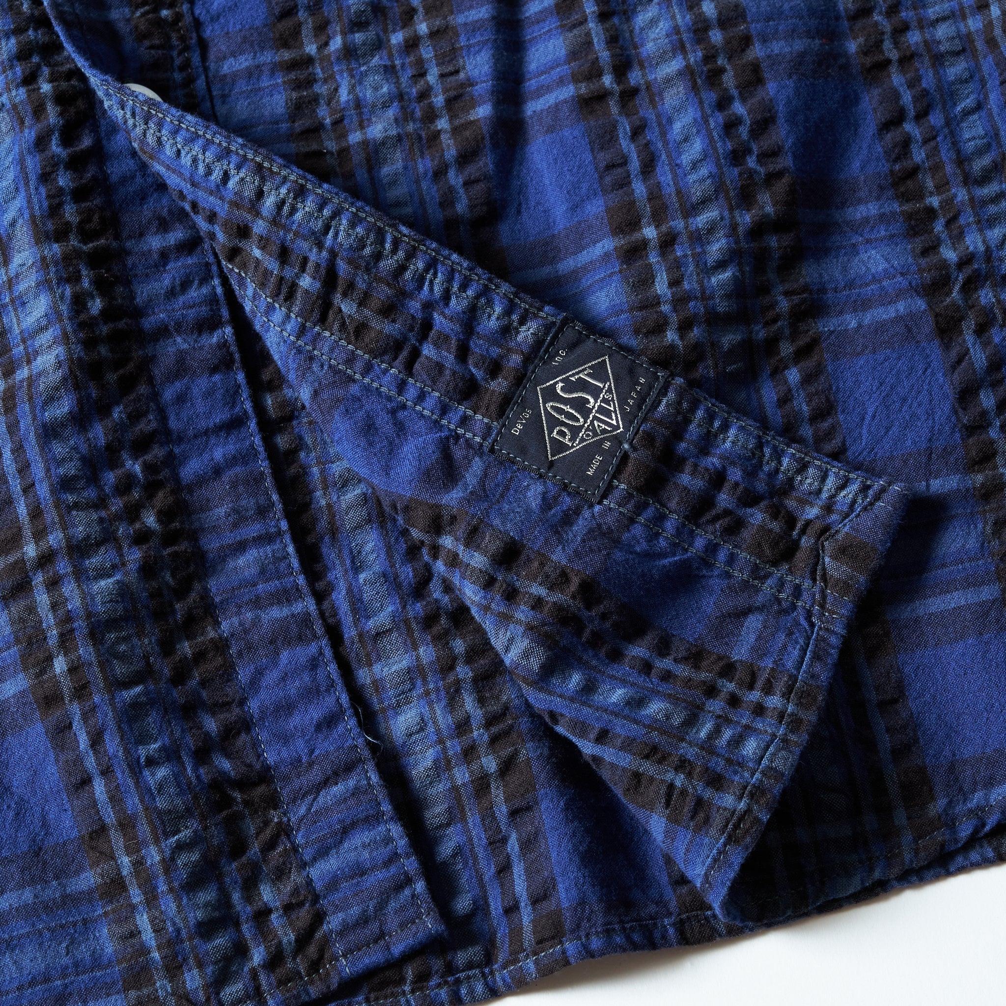 #1206S-SSB No.6 Shirt S/S : seersucker blue plaid