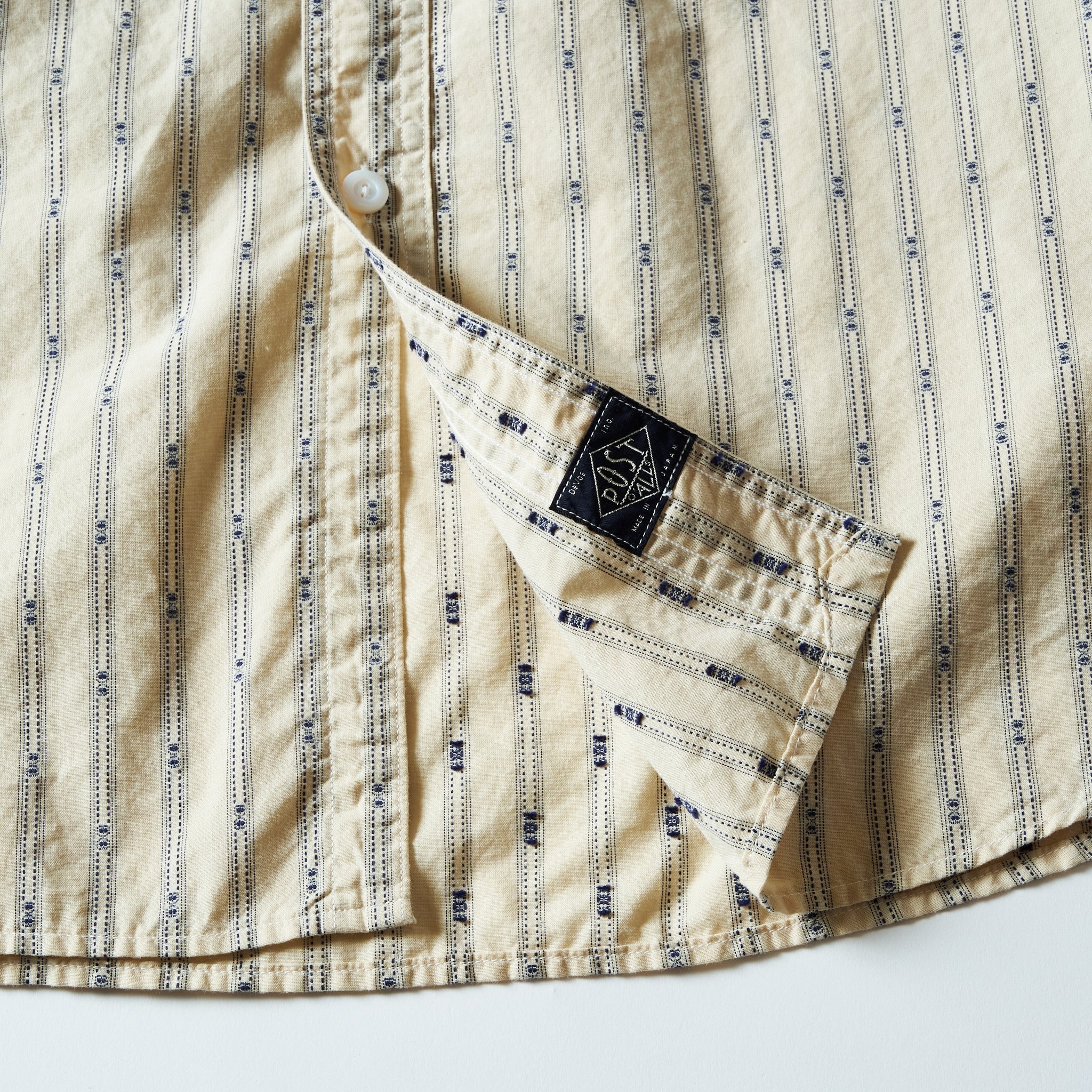 #1203C-SSN Band Collar Shirt MV : stripe shirting natural
