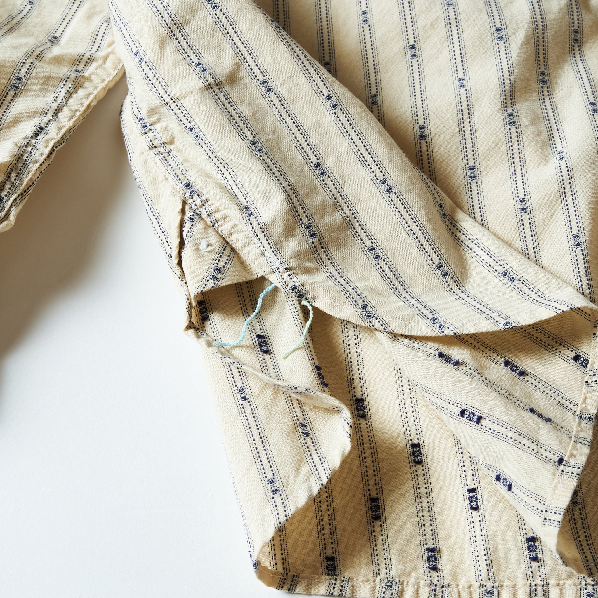 #1203C-SSN Band Collar Shirt MV : stripe shirting natural