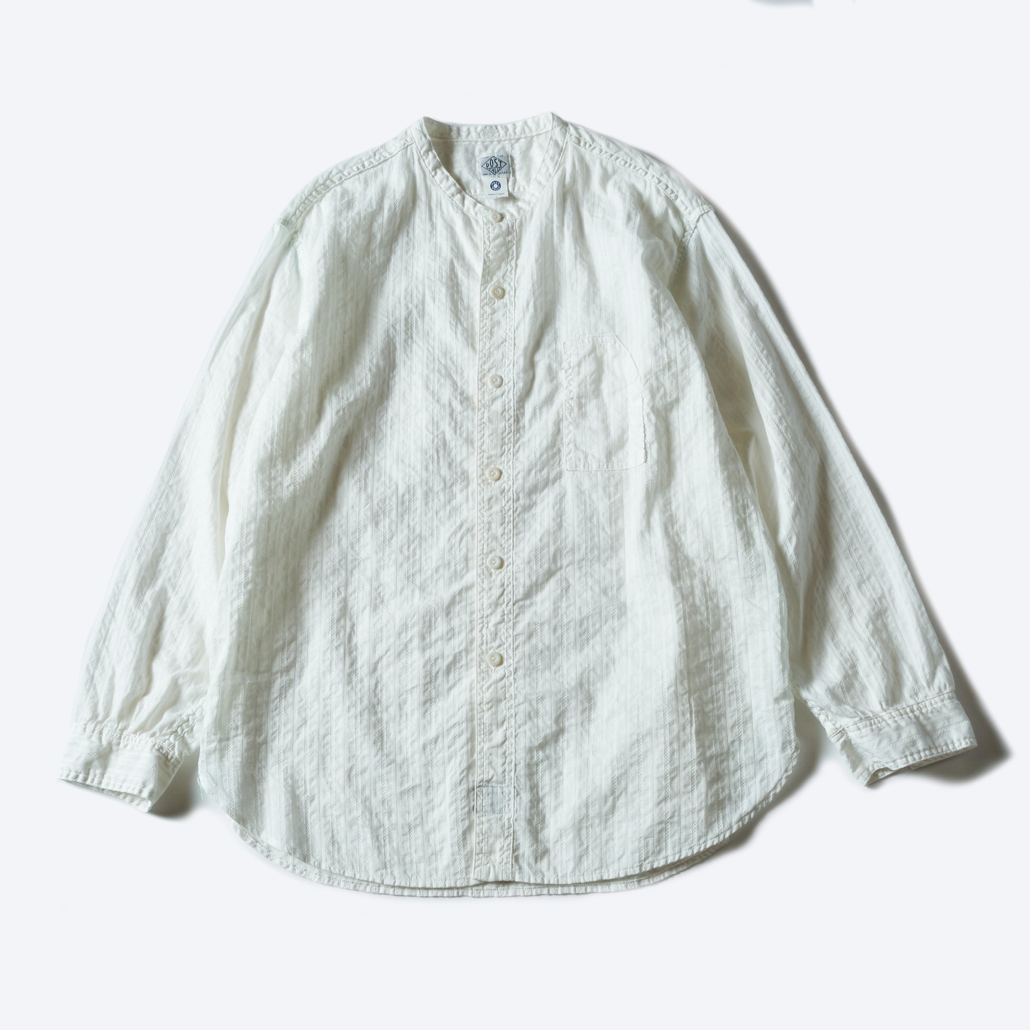 #1203C-CMW Band Collar Shirt MV : cool mesh white
