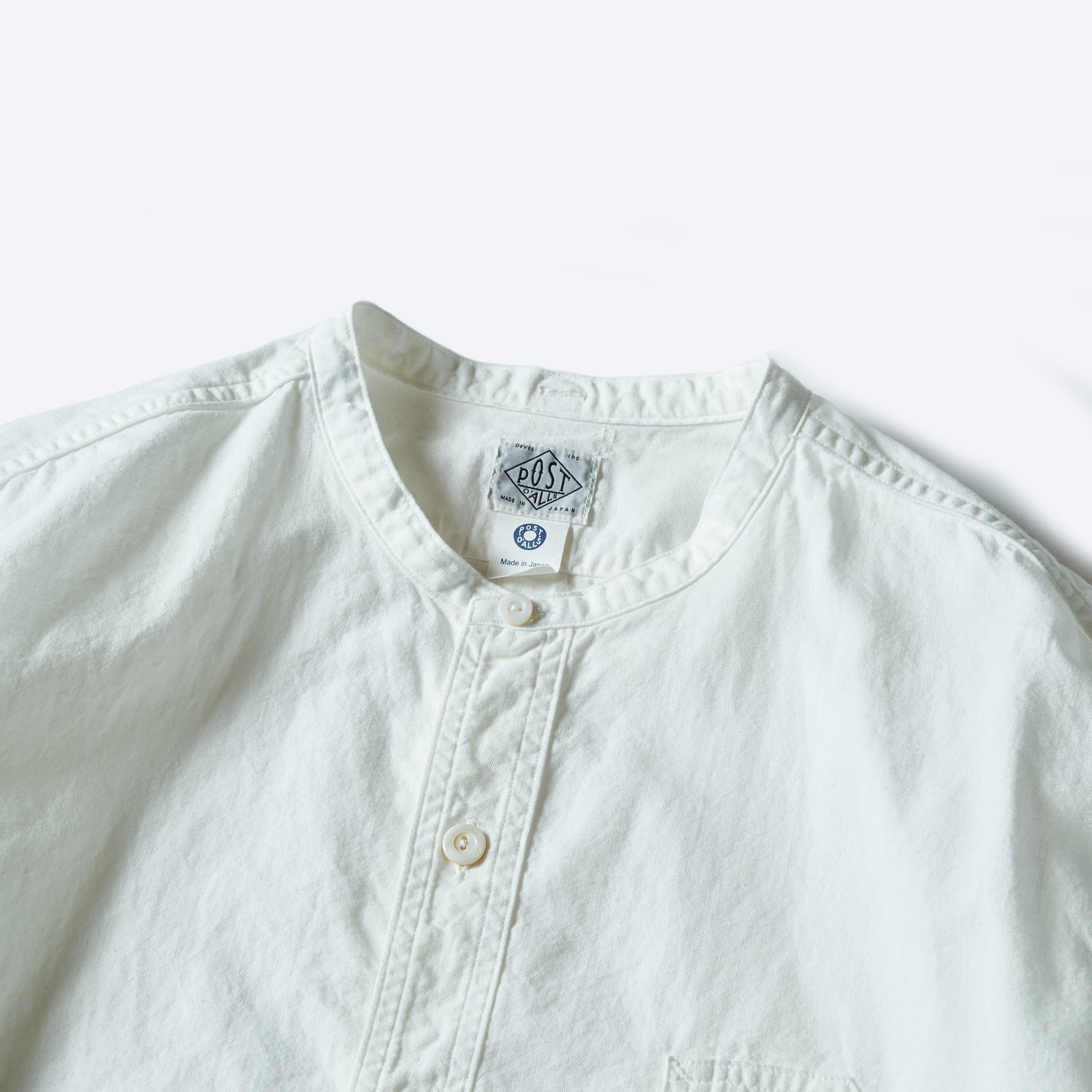 #1203C-WC Band Collar Shirt MV : classic chambray white