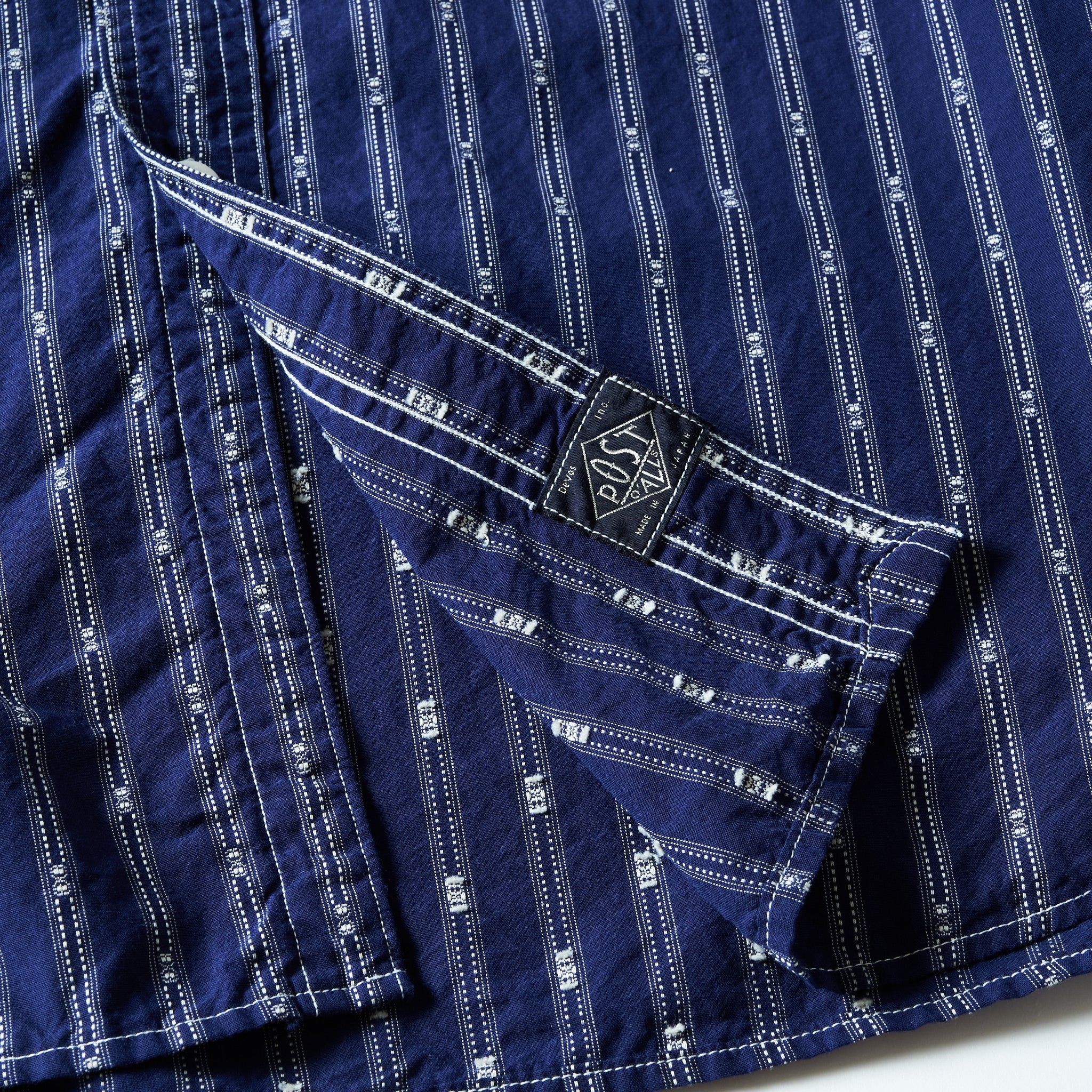 #1203C-SSI Band Collar Shirt MV : stripe shirting indigo