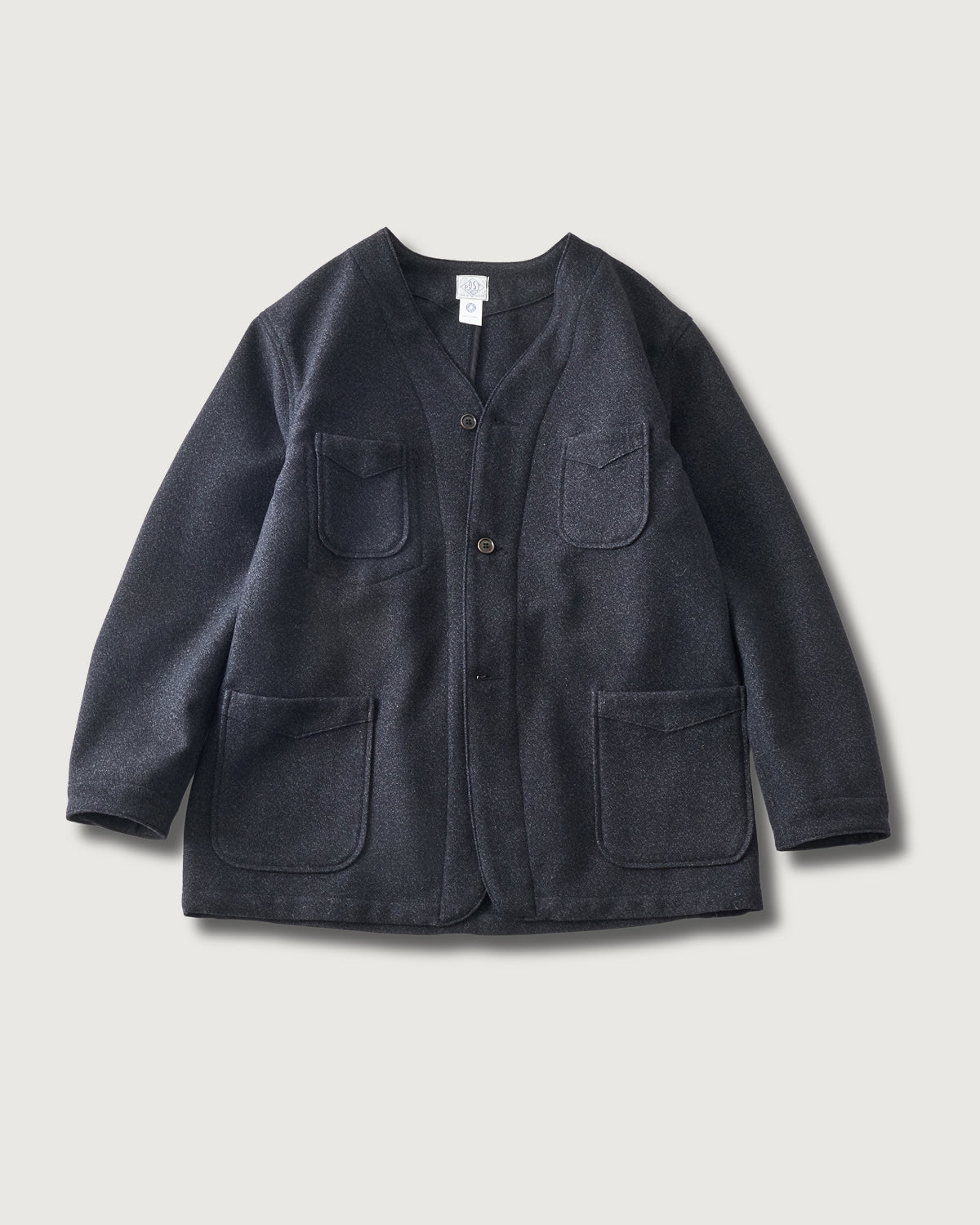 ポストオーバーオールズ ノーカラージャケット ウール L 3128DV-BTC 3128DV-BTC OK 1930 DV : basket tweed charcoal