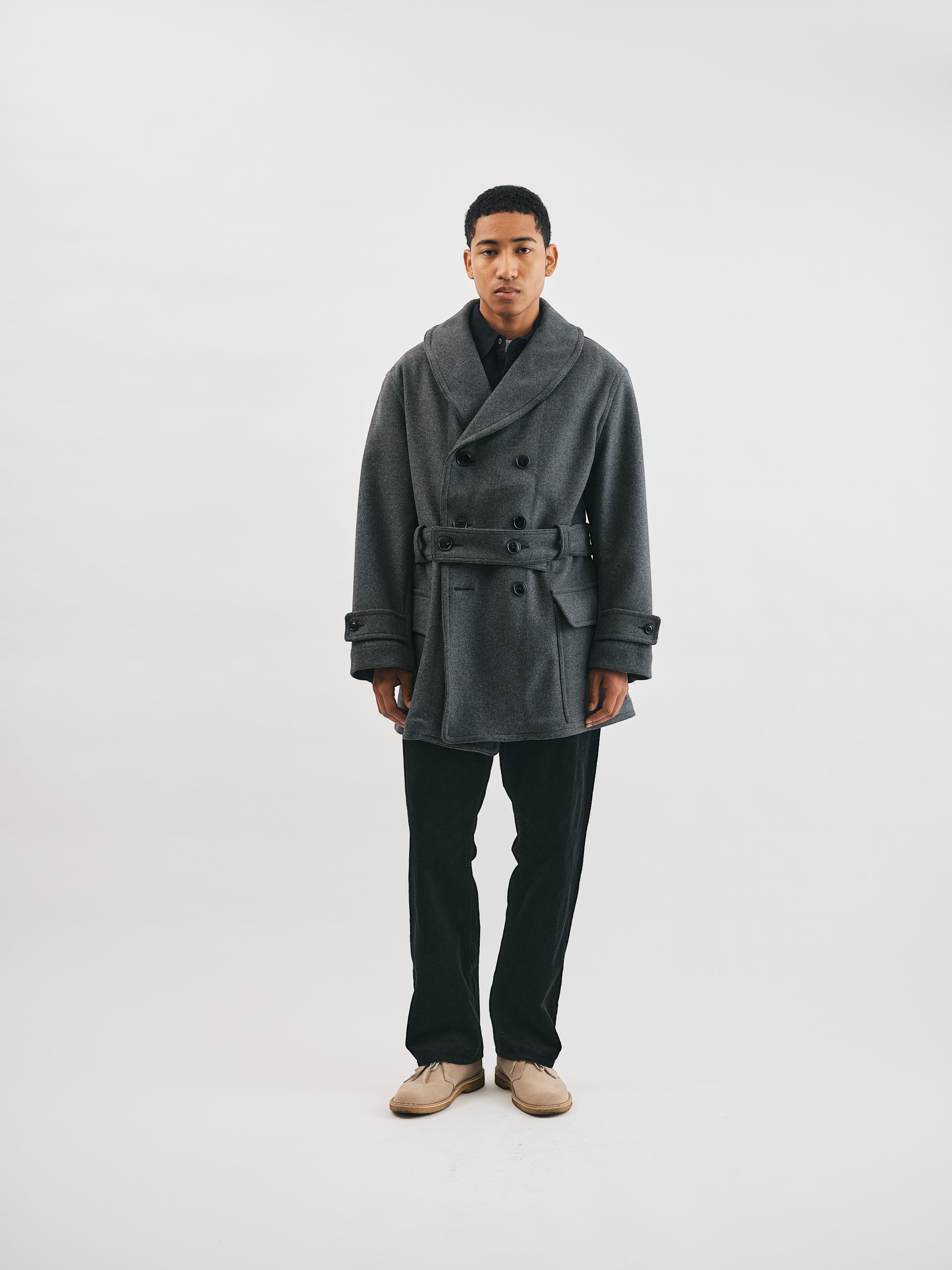 #3140-HMC POST Mack : heavy melton charcoal heather
