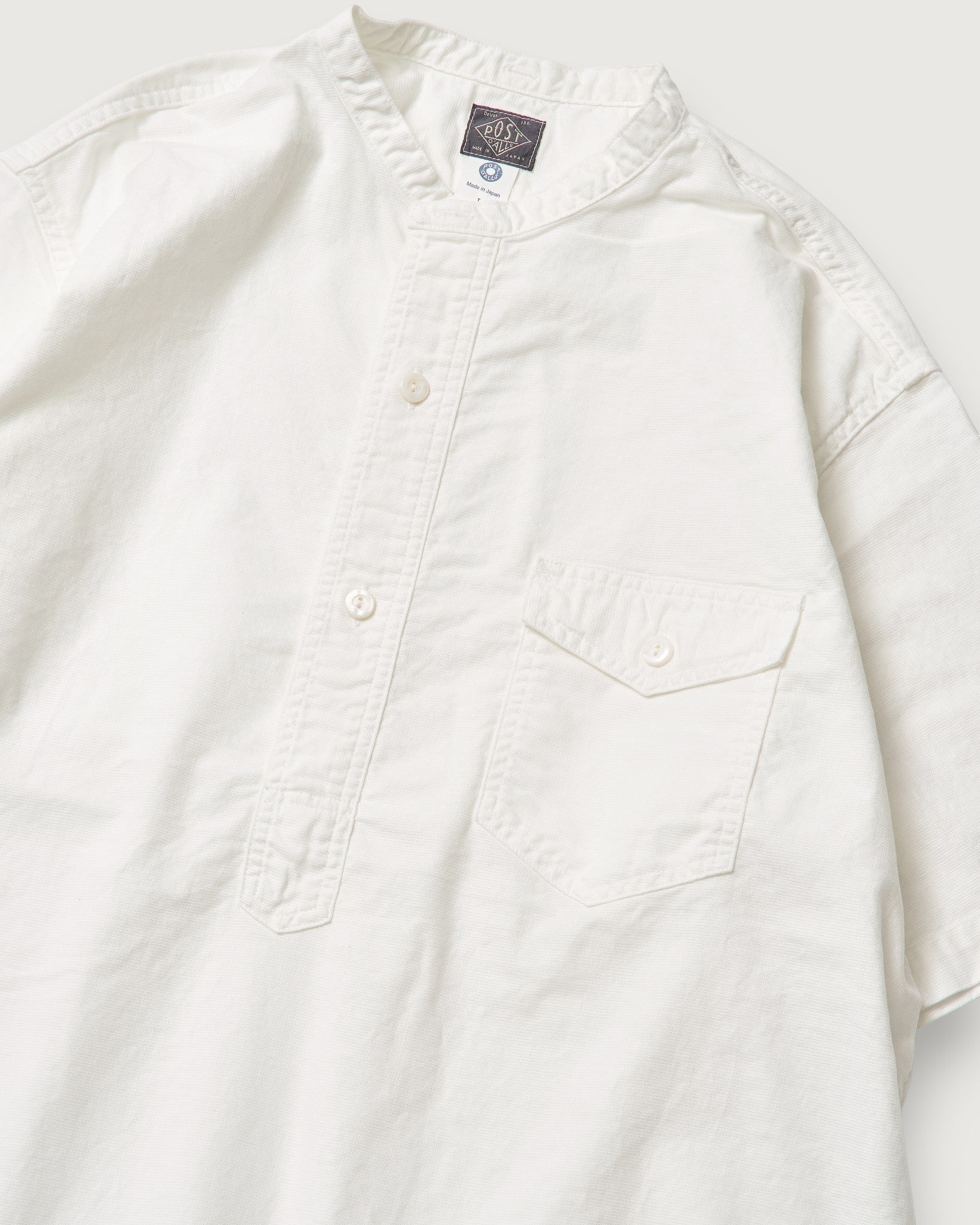 #3213SB-PCW NAVY CUT~Band S/S : Panama cloth white