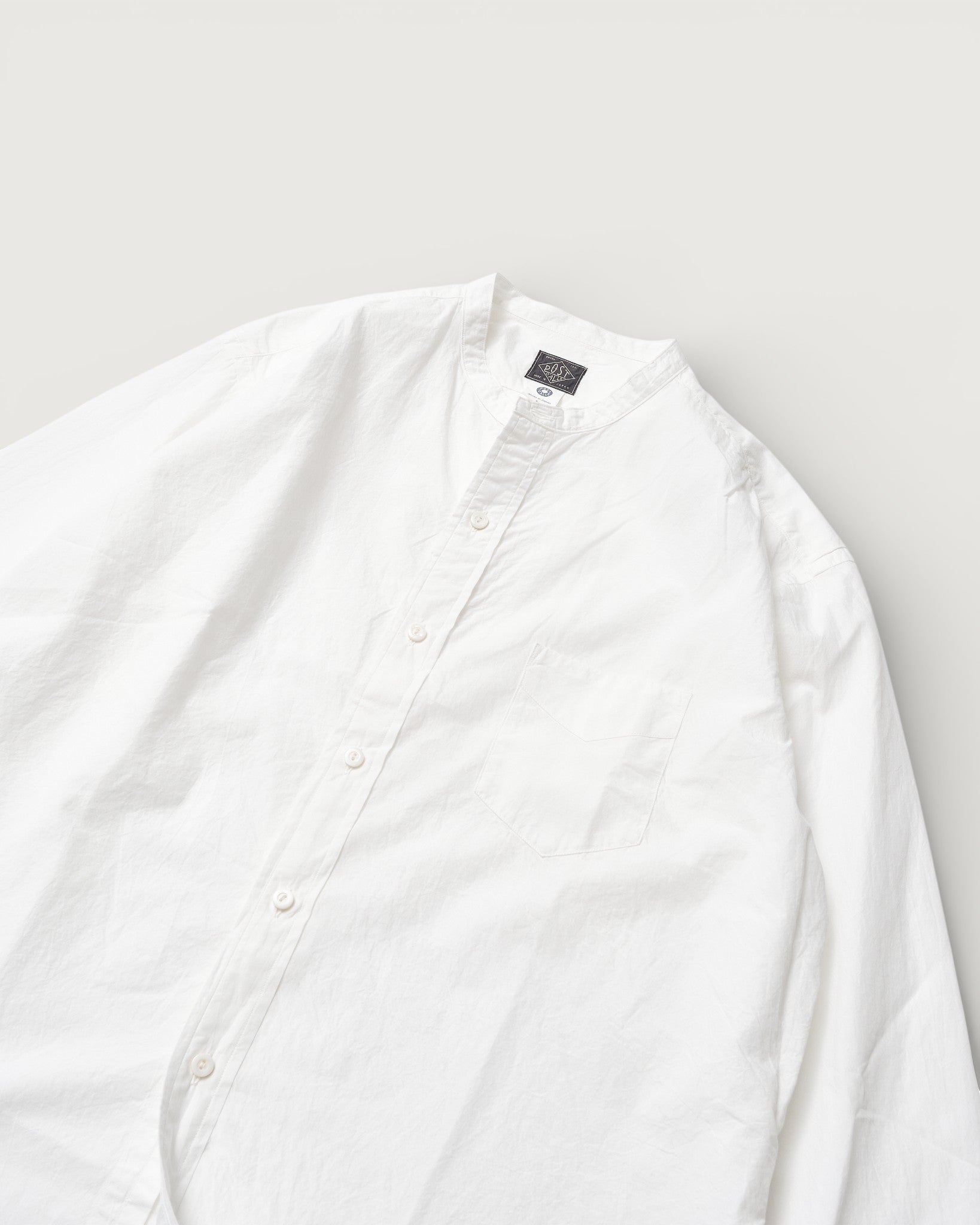 #3232B-HBW Original BL Band Collar Shirt : high count broadcloth white