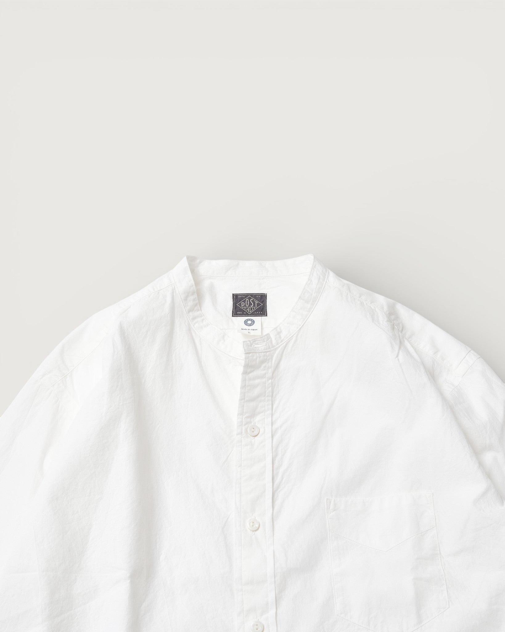 #3232B-HBW Original BL Band Collar Shirt : high count broadcloth white