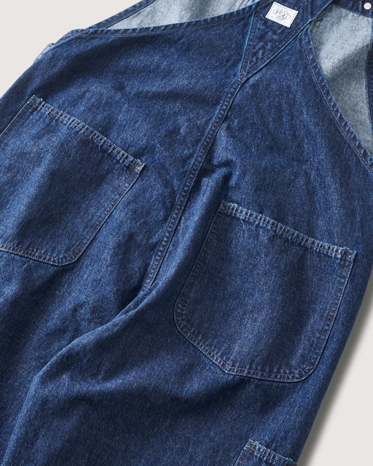 #3401-01 POST 46 Overalls : 10oz. denim indigo deep wash