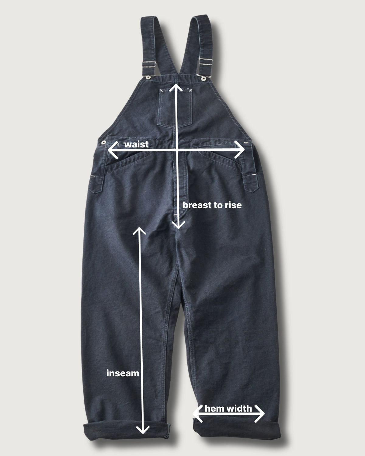 #3401-PCB POST 46 Overalls : pigment dyed canvas washed black