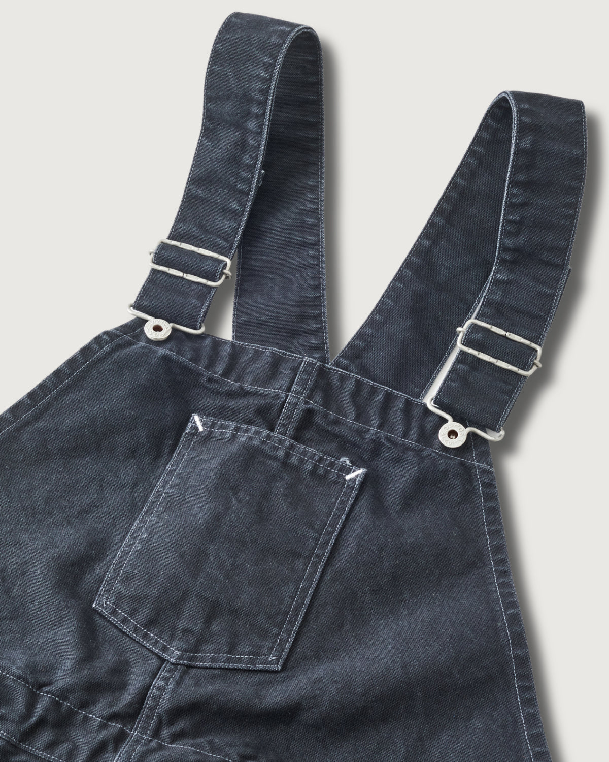 #3401-PCB POST 46 Overalls : pigment dyed canvas washed black