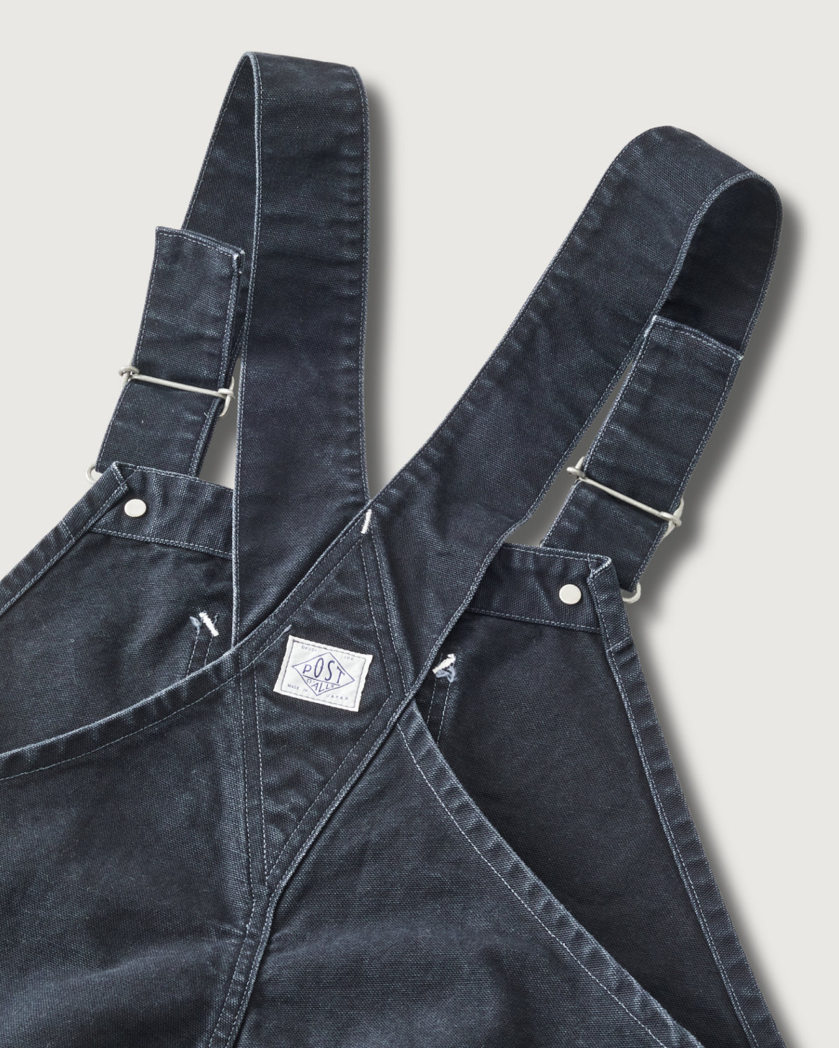 #3401-PCB POST 46 Overalls : pigment dyed canvas washed black