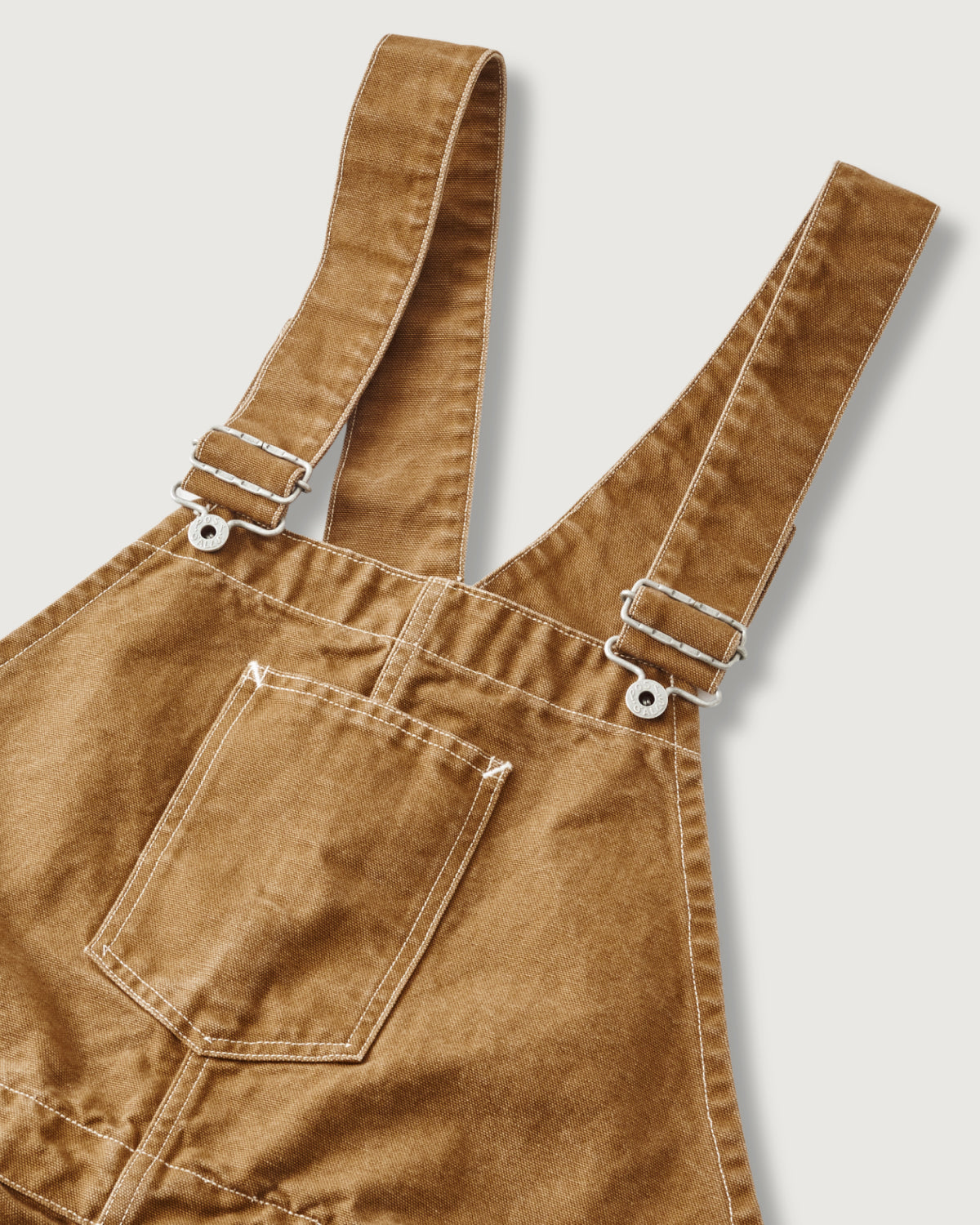 #3401-PCR POST 46 Overalls : pigment dyed canvas washed brown