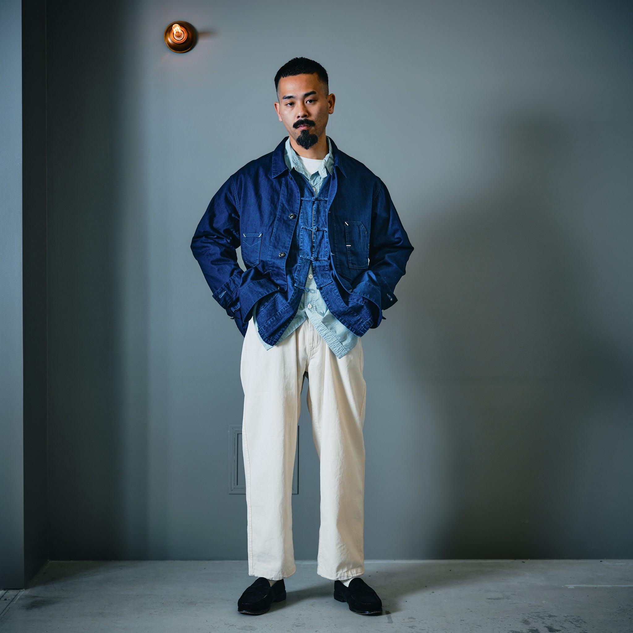 #1201C-SSG No.1 Shirt MV : stripe shirting green