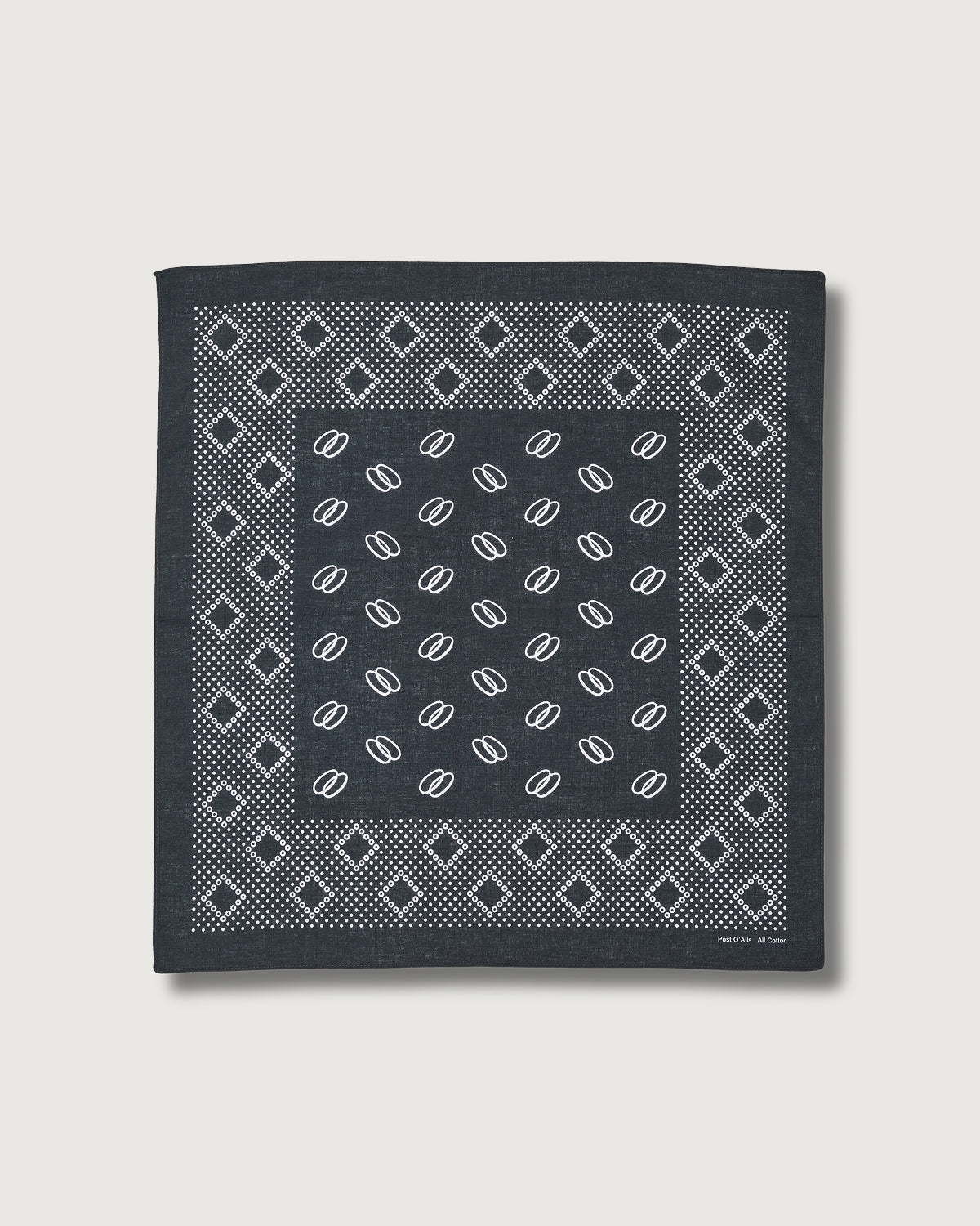 #4002-C Bean POST Bandana Hankie : bean charcoal 45 x 45