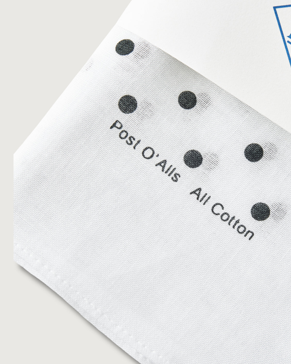 #4005-WC POST Bandana Hankie original 1993 design : cotton sheeting white/charcoal 45 x 45 (new color)