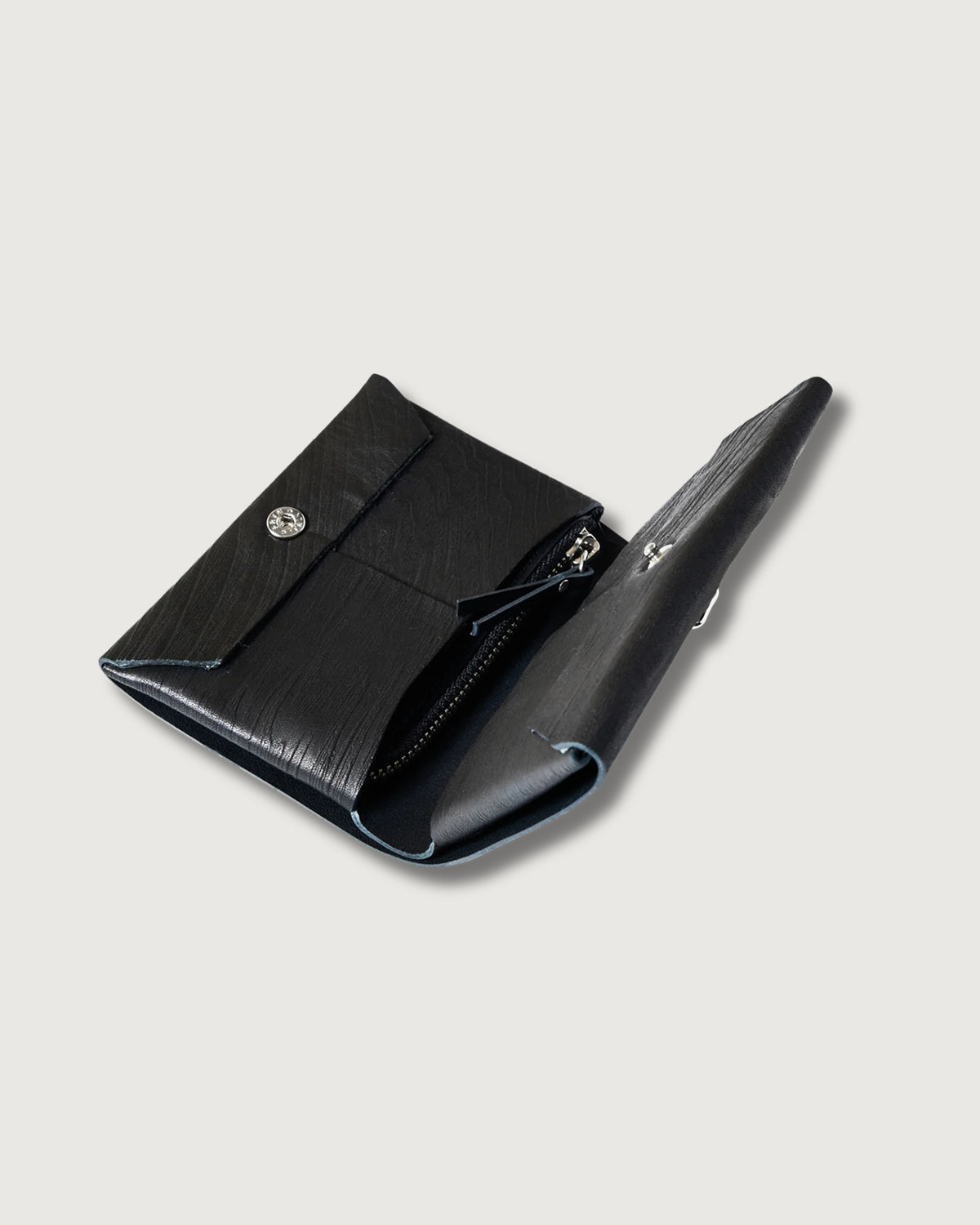 #4211-PLB Plywood Leather Wallet : cow leather black