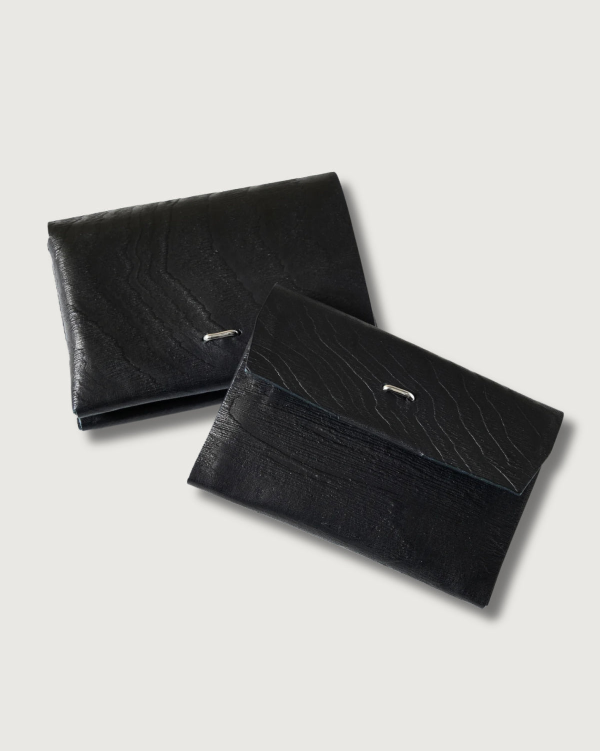 #4211-PLB Plywood Leather Wallet : cow leather black