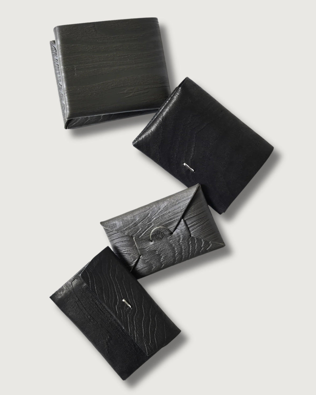 #4211-PLB Plywood Leather Wallet : cow leather black