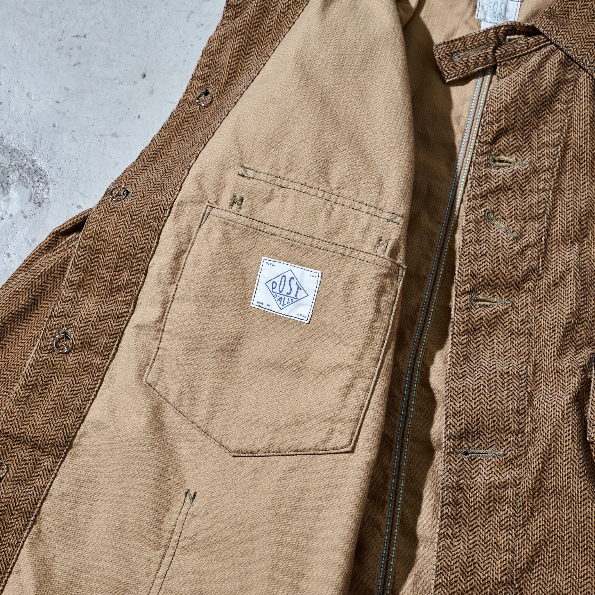 #1102-HCB Engineers' Jacket : herringbone print corduroy brown