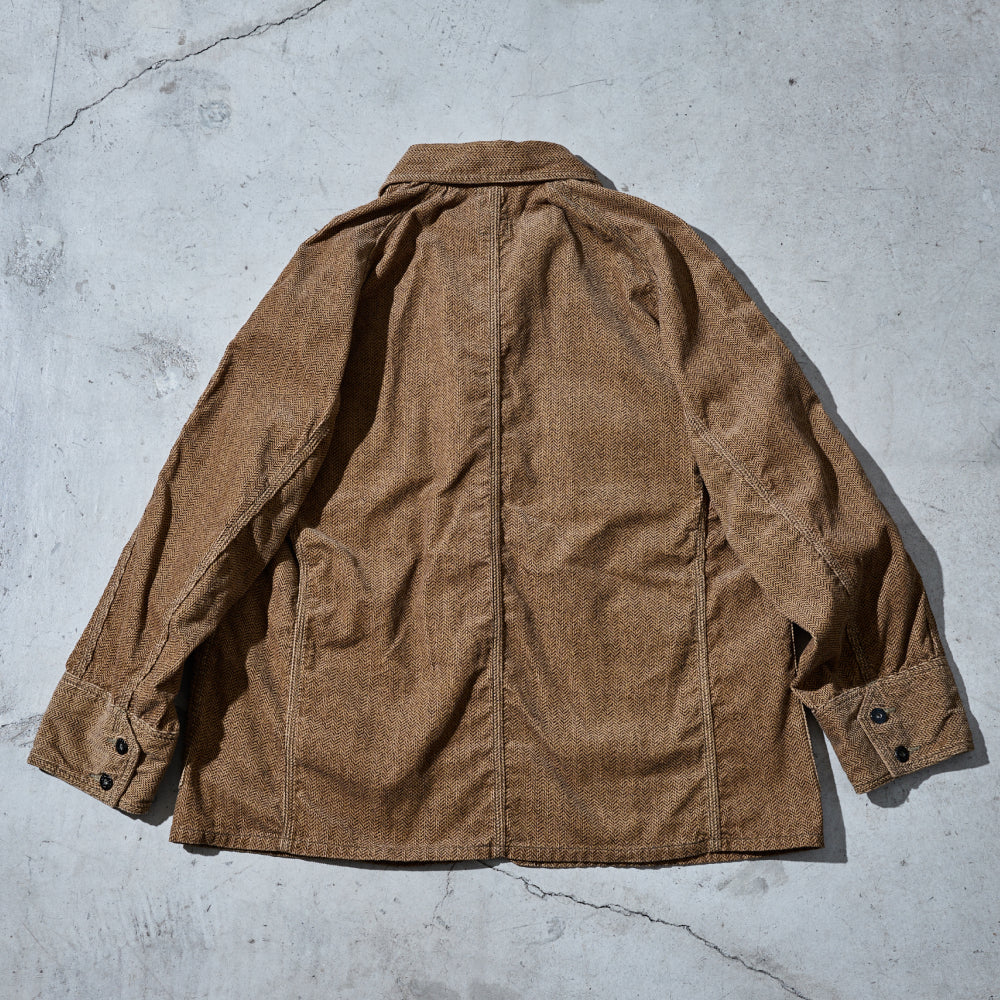 #1102-HCB Engineers' Jacket : herringbone print corduroy brown