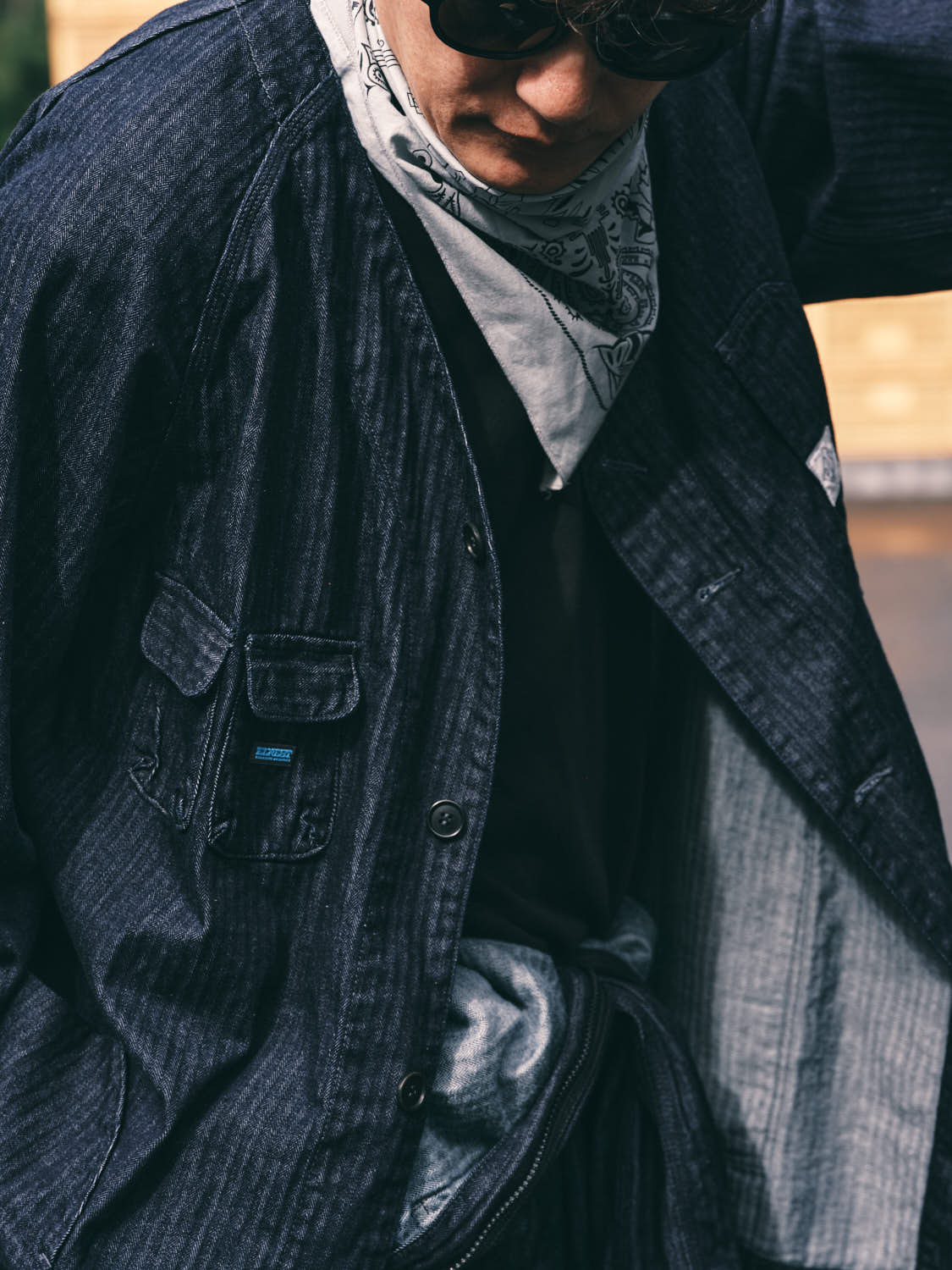 EP01-CHI ELNEST x Post O'Alls Coverall Jacket:cotton herringbone indigo