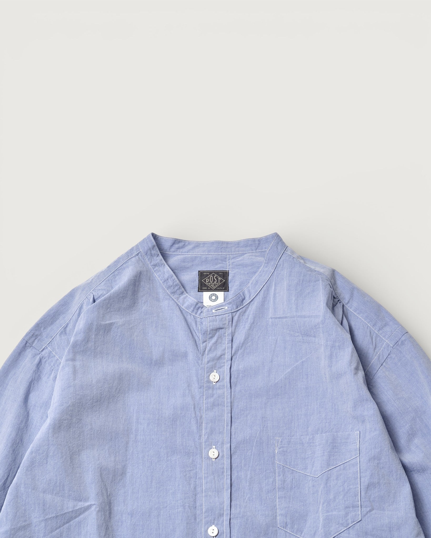 #3232B-HBL Original BL Band Collar Shirt : high count broadcloth lt.blue