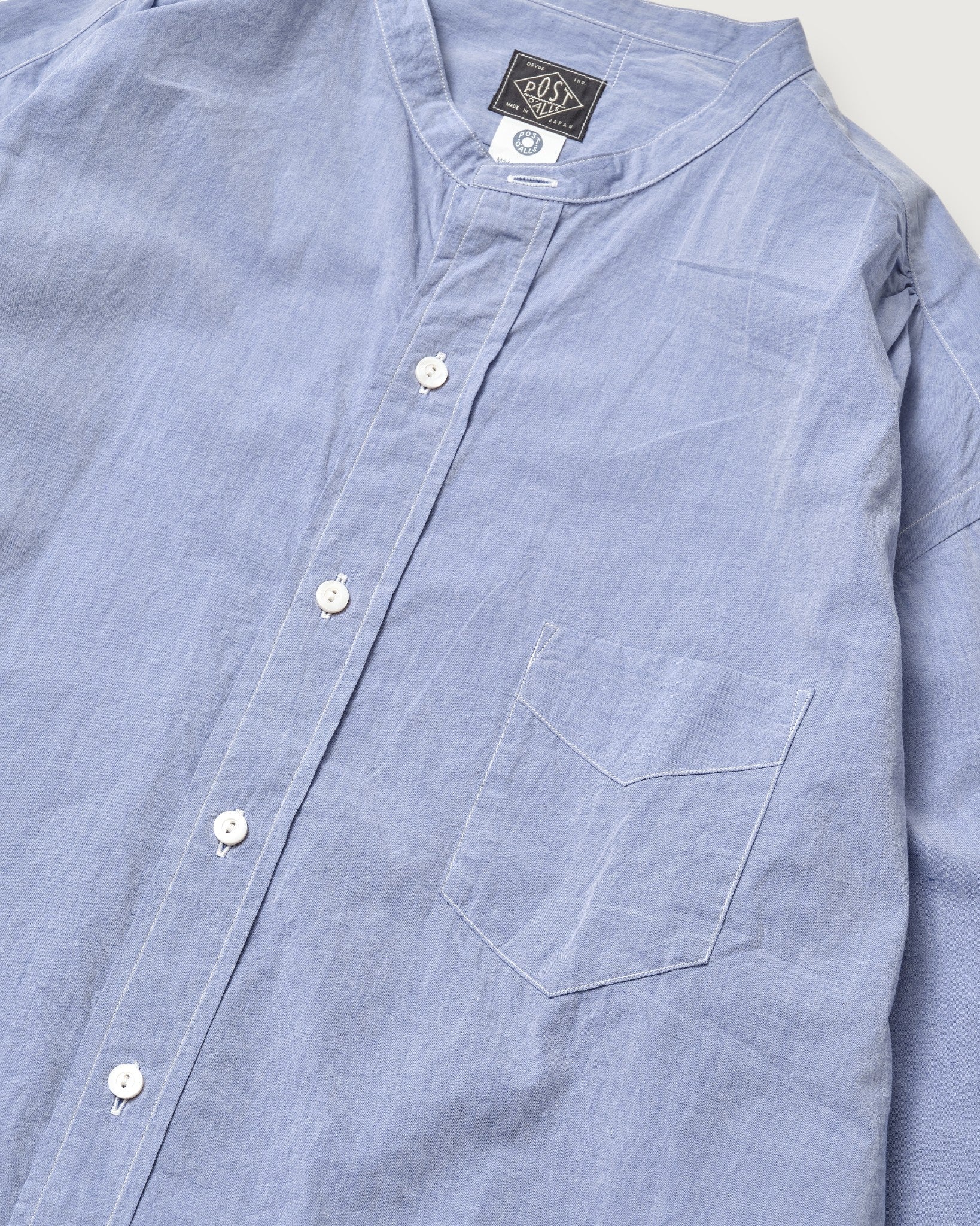 #3232B-HBL Original BL Band Collar Shirt : high count broadcloth lt.blue