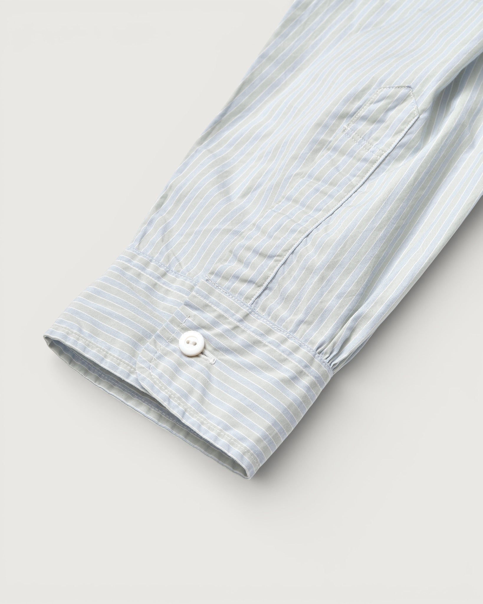 #3232B-GSC Original BL Band Collar Shirt : broadcloth w/white trim green stripe