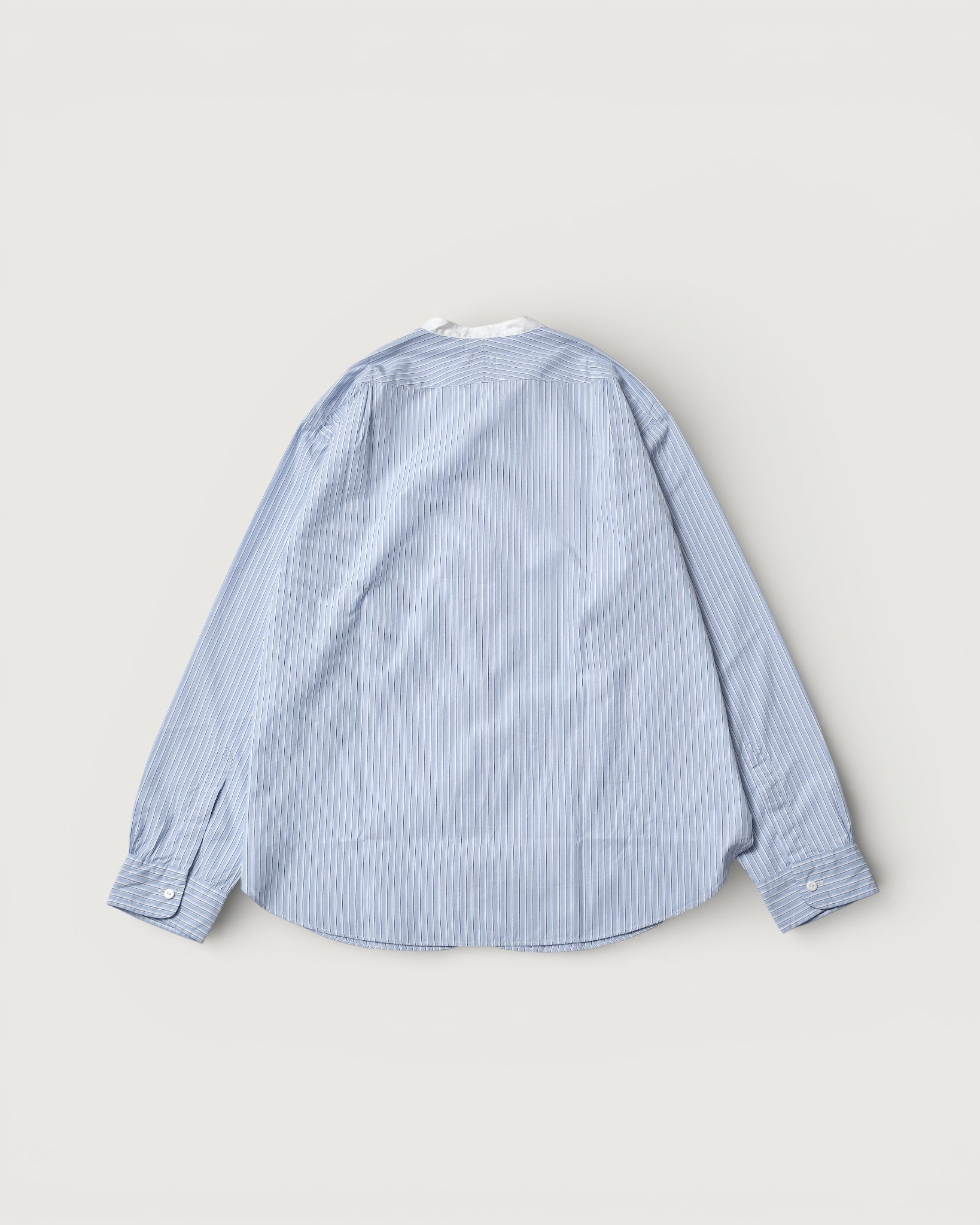 #3232B-BSC Original BL Band Collar Shirt : broadcloth w/white trim blue stripe