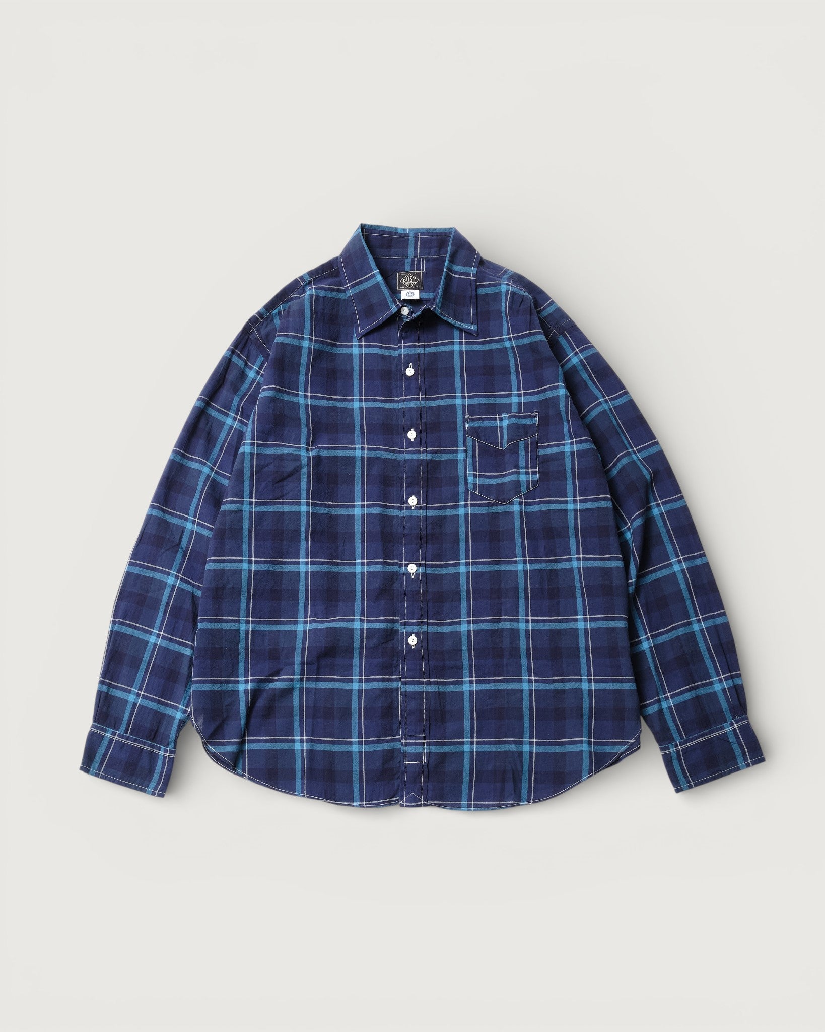 #3232-CPB Original BL Shirt : cotton plaid blue