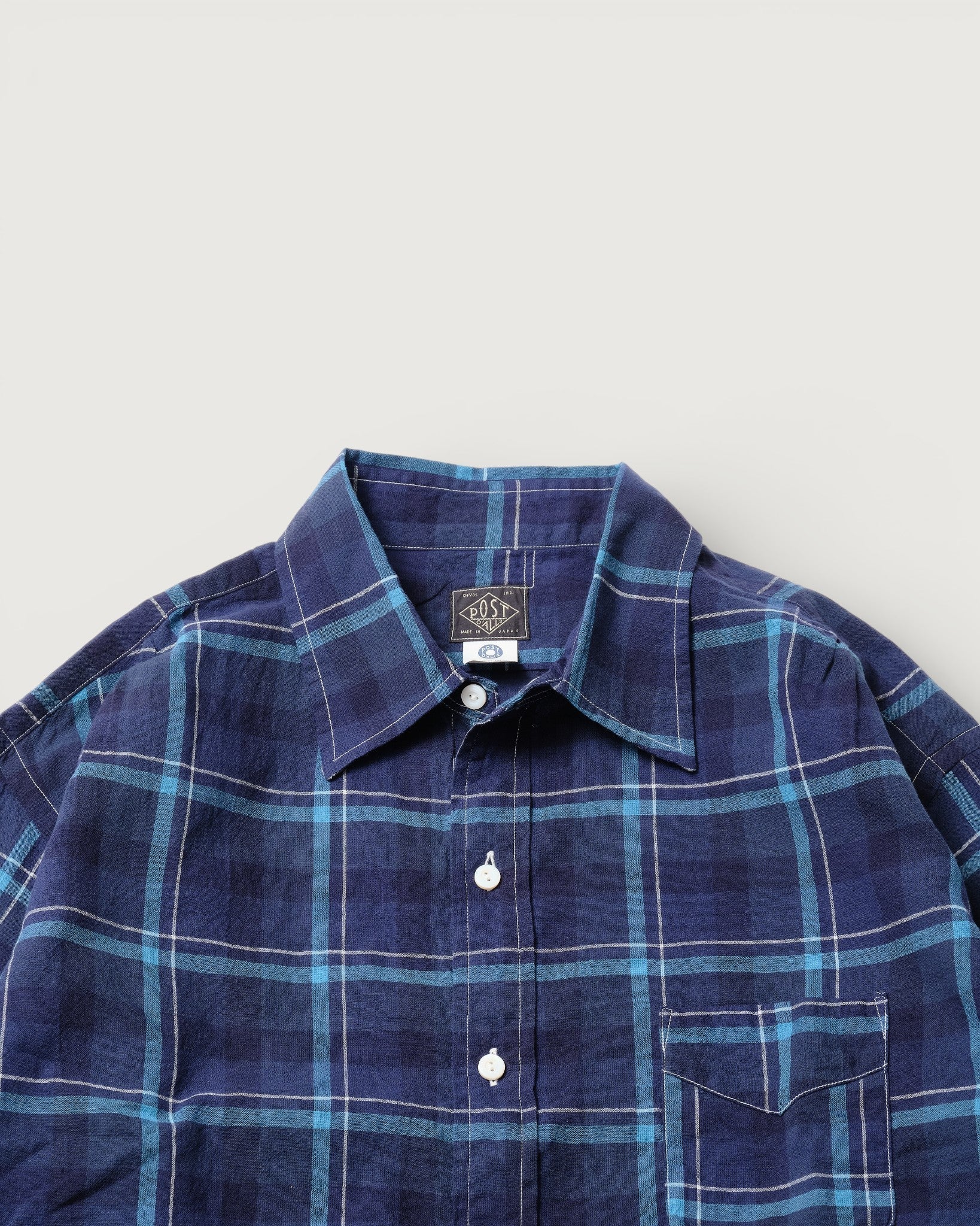 #3232-CPB Original BL Shirt : cotton plaid blue